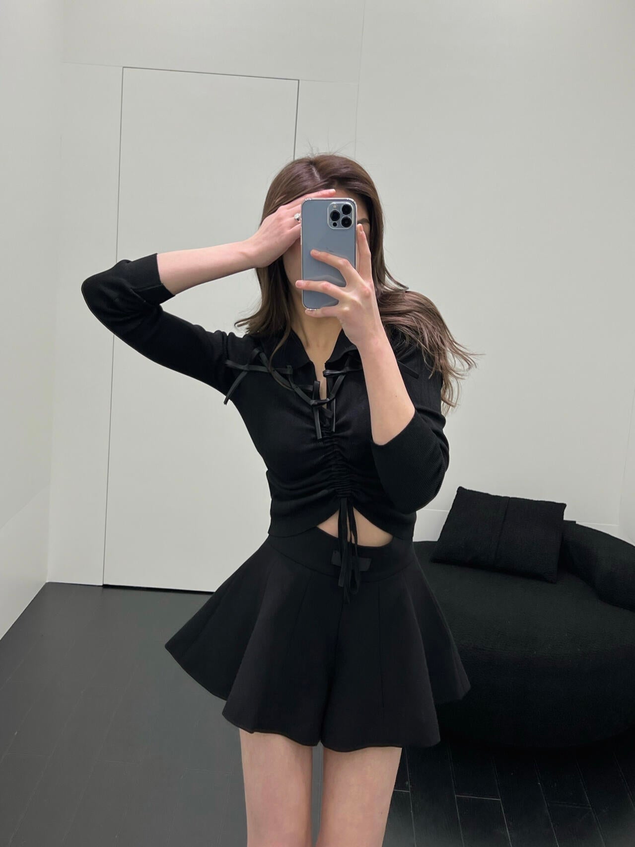 Ruched Knit Top with Bow