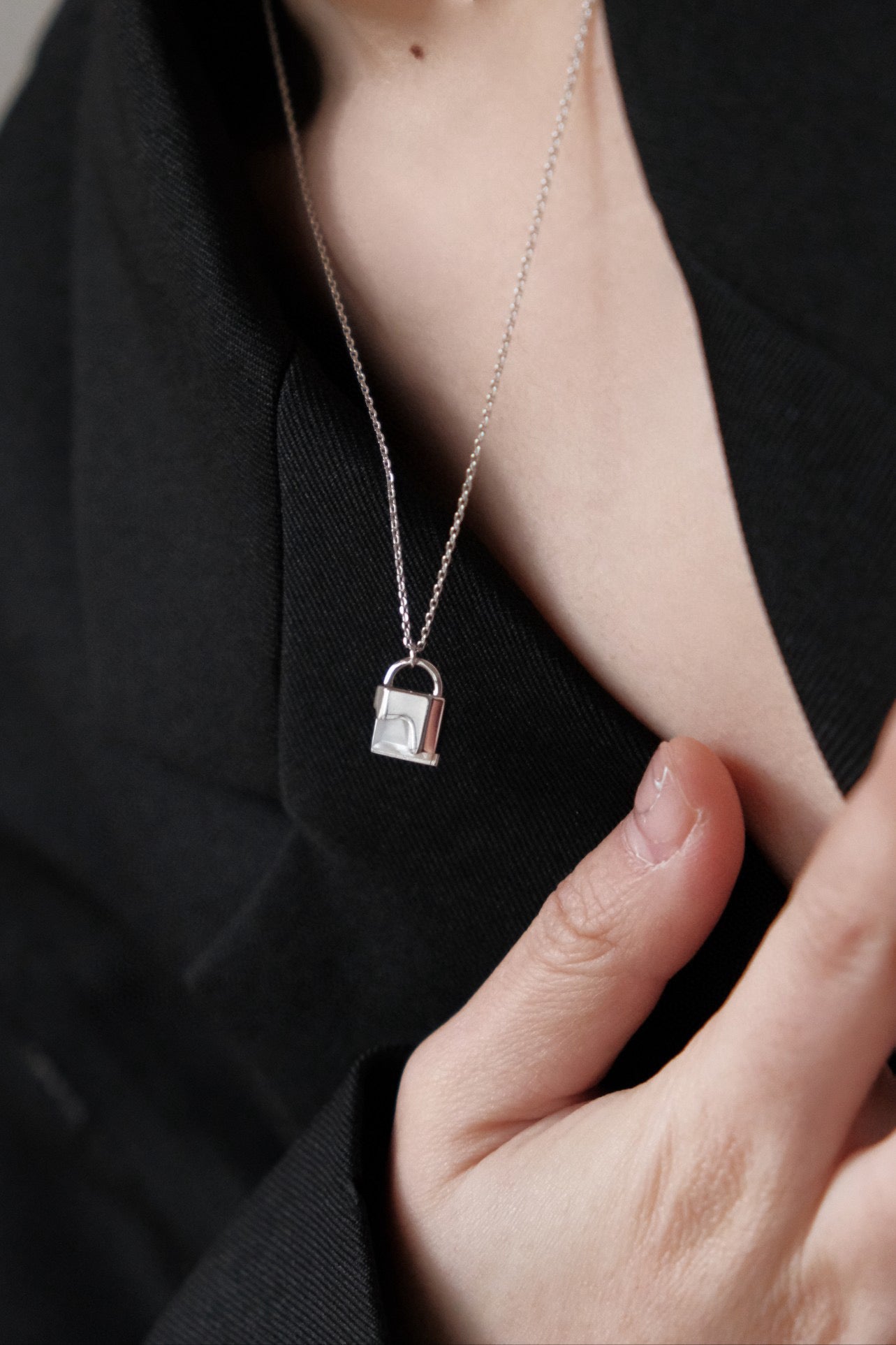 s925 Chocolate Lock Necklace