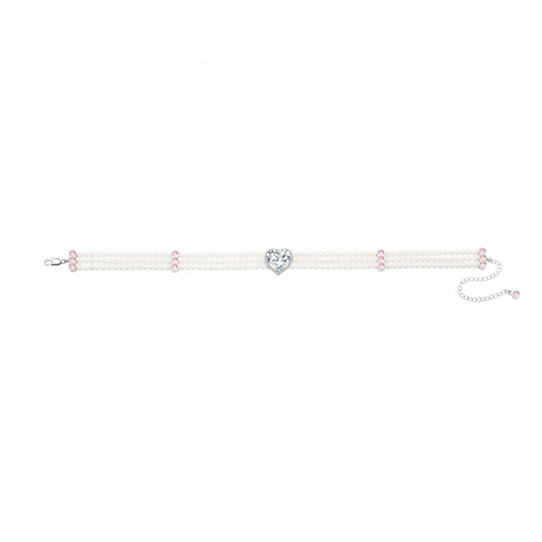 Zircon Heart Pearl Choker