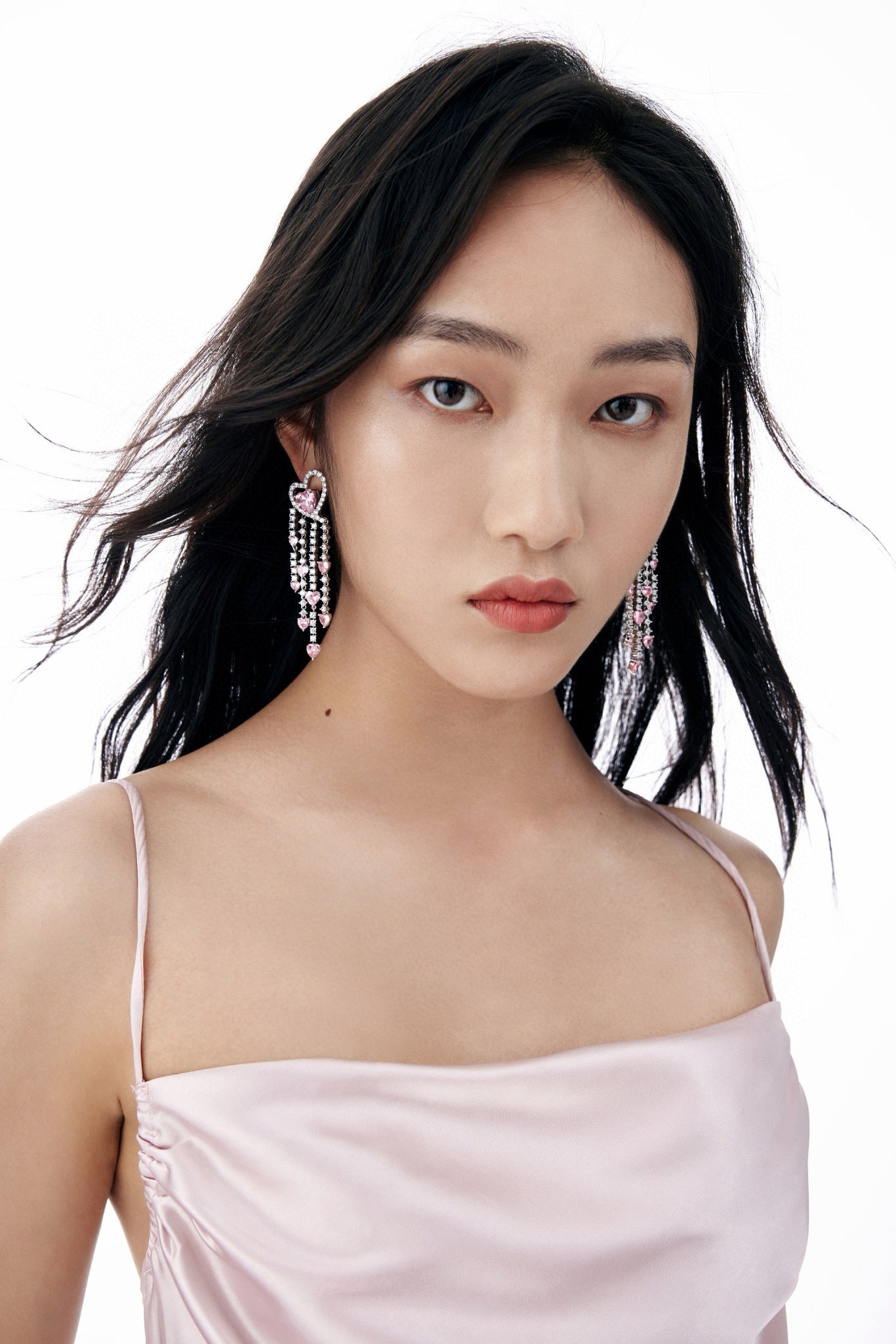 Pink Heart Tassel Earrings