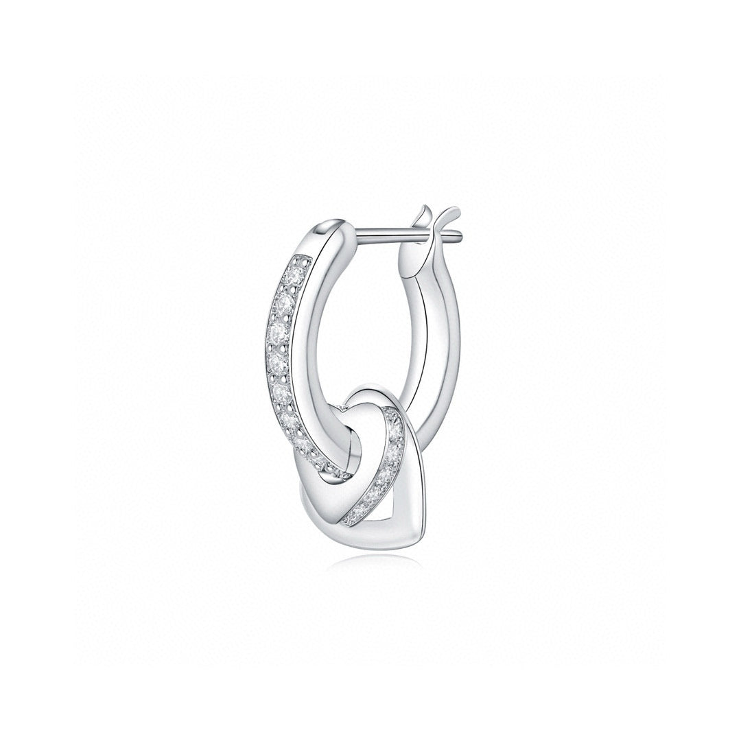 Double Heart Charm Earring (Single)
