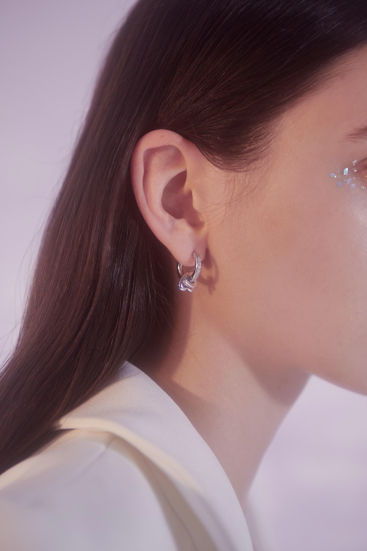 Double Heart Charm Earring (Single)
