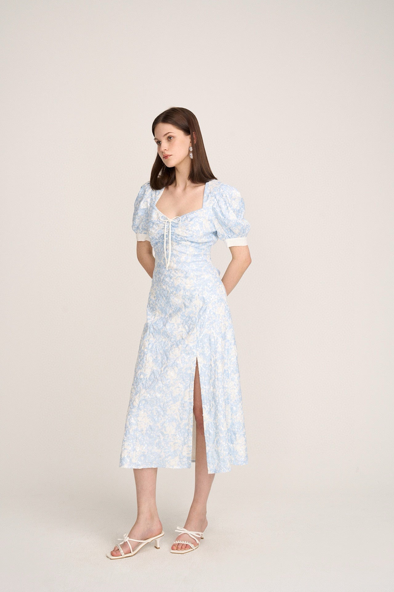 Blue Gradient Rose Sequin Maxi Dress