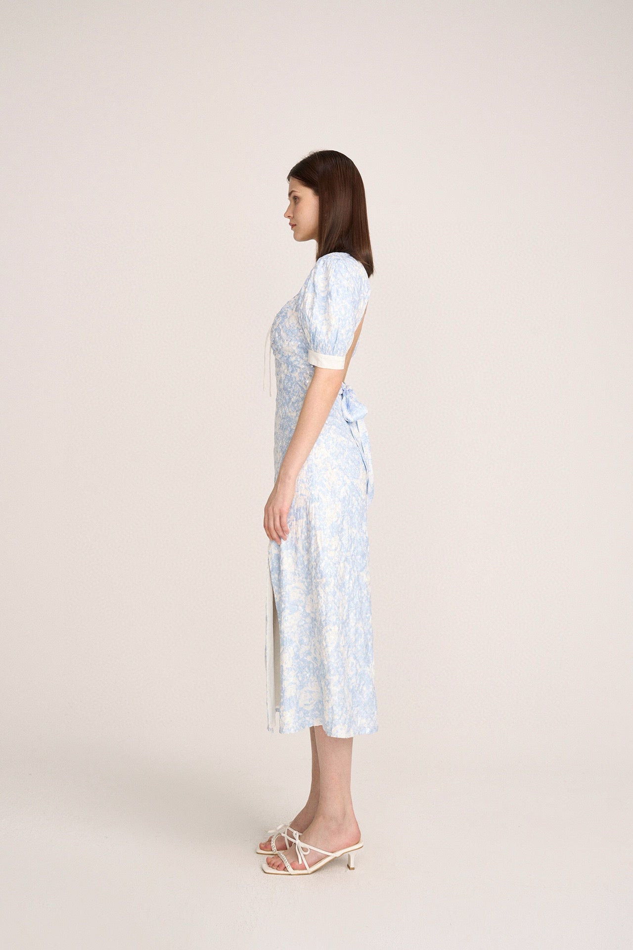 Blue Gradient Rose Sequin Maxi Dress