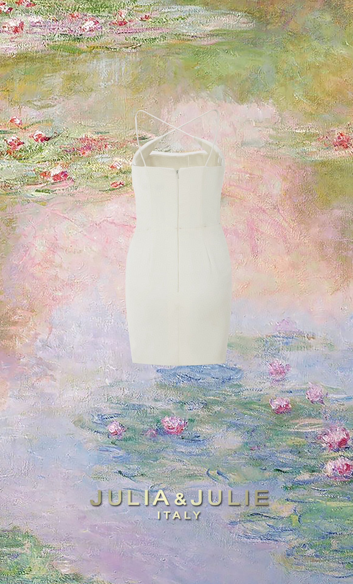 White Tower Rose Cross-Design Fitted Dress