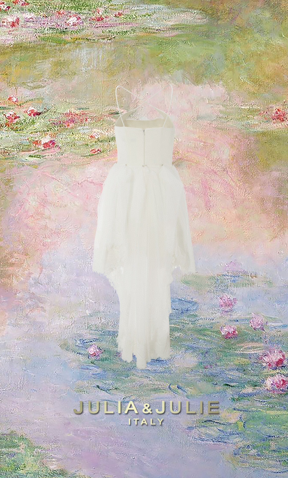 White Tower Rose Cross-Design Fitted Dress
