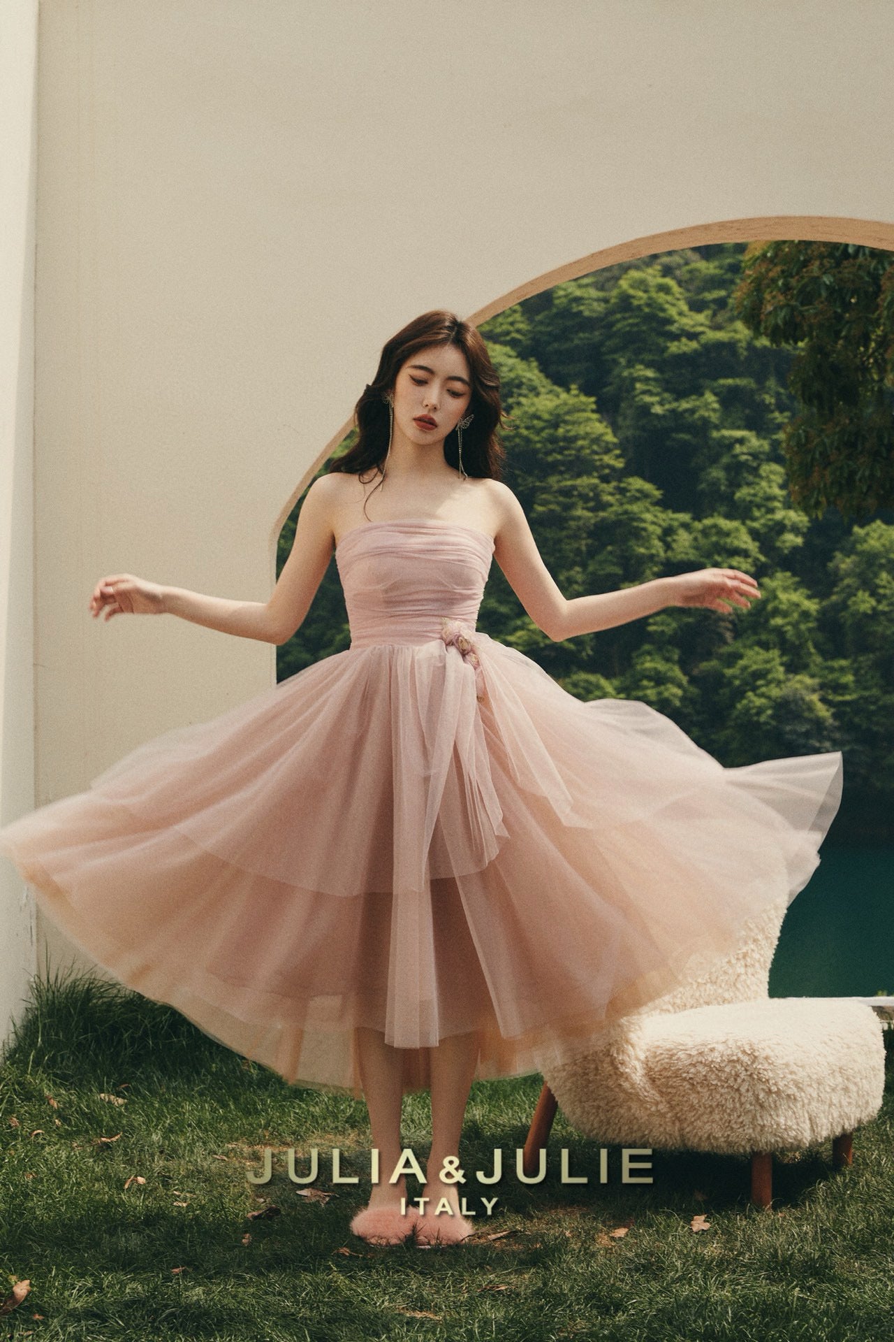 Tipsy Rose Pink Strapless Asymmetric Dress
