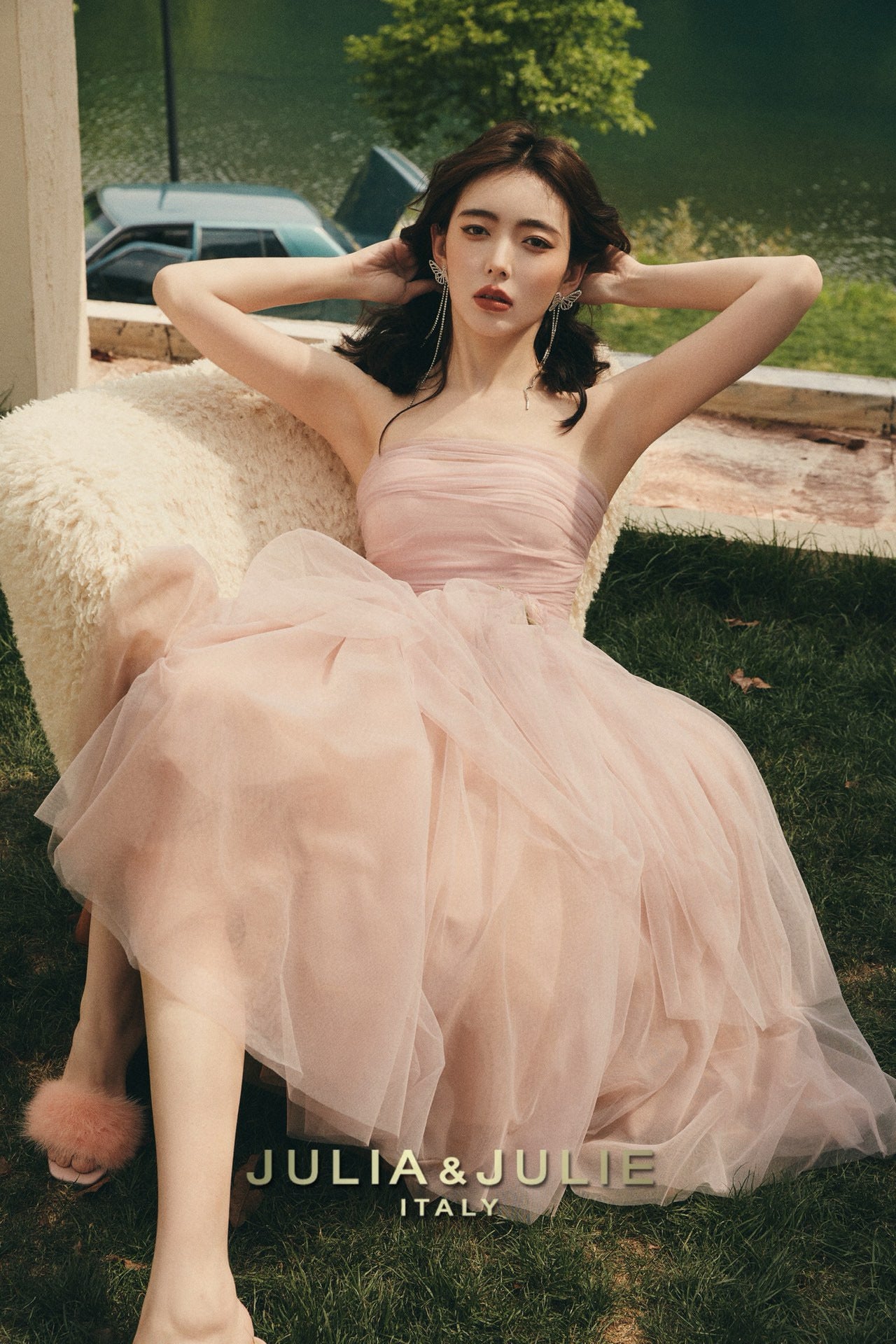 Tipsy Rose Pink Strapless Asymmetric Dress