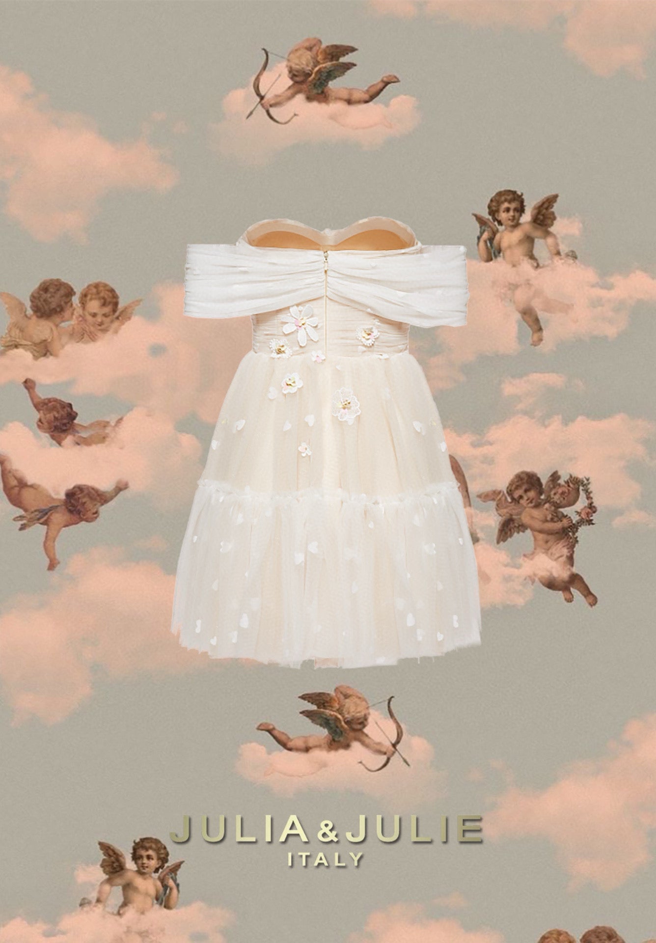 White Camellia 3D Floral Tulle Off-Shoulder Dress