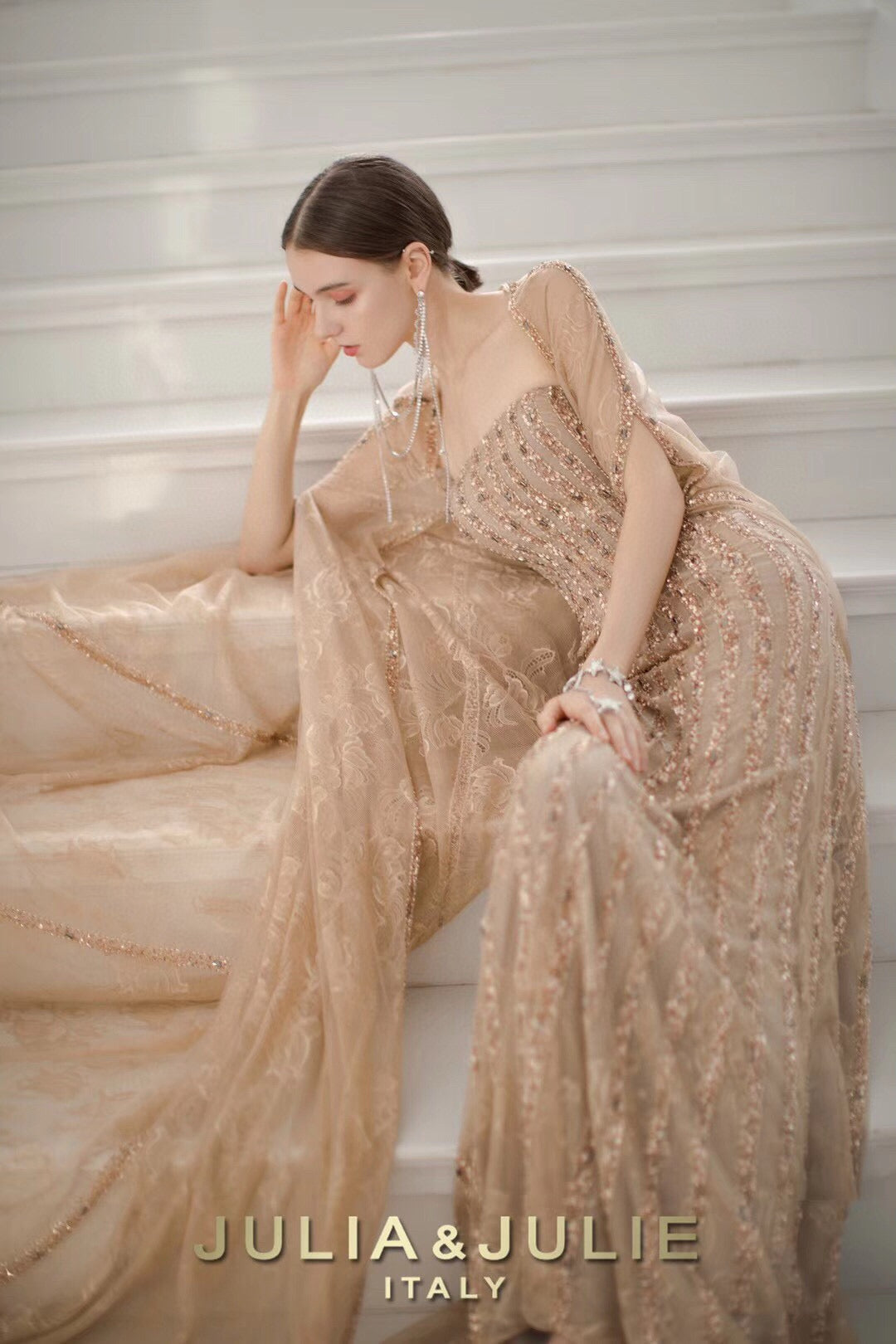 Coffee Court Floor-Length Cape Dress
