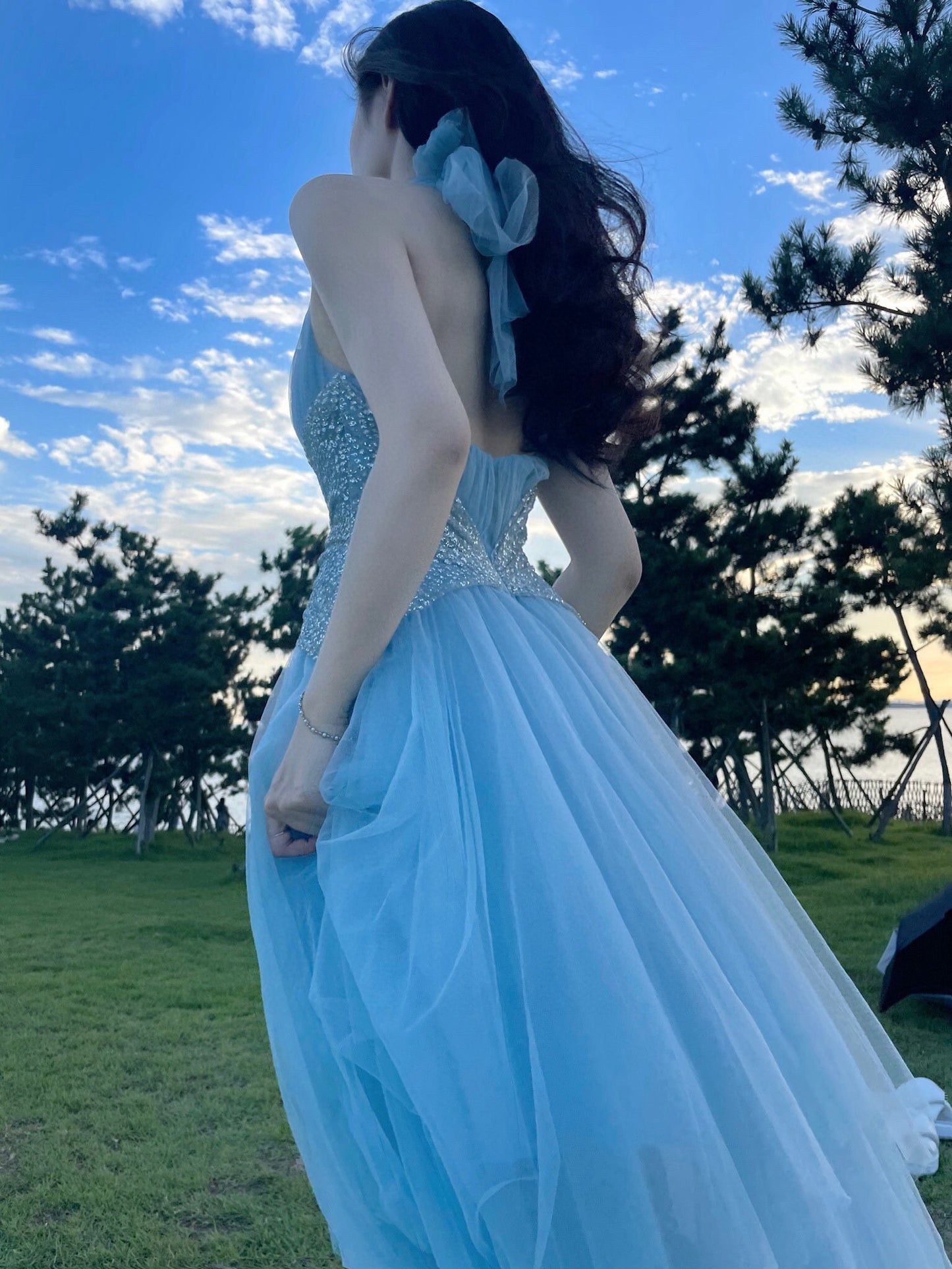 Halter Dress with Rhinestone-Embellished Waist