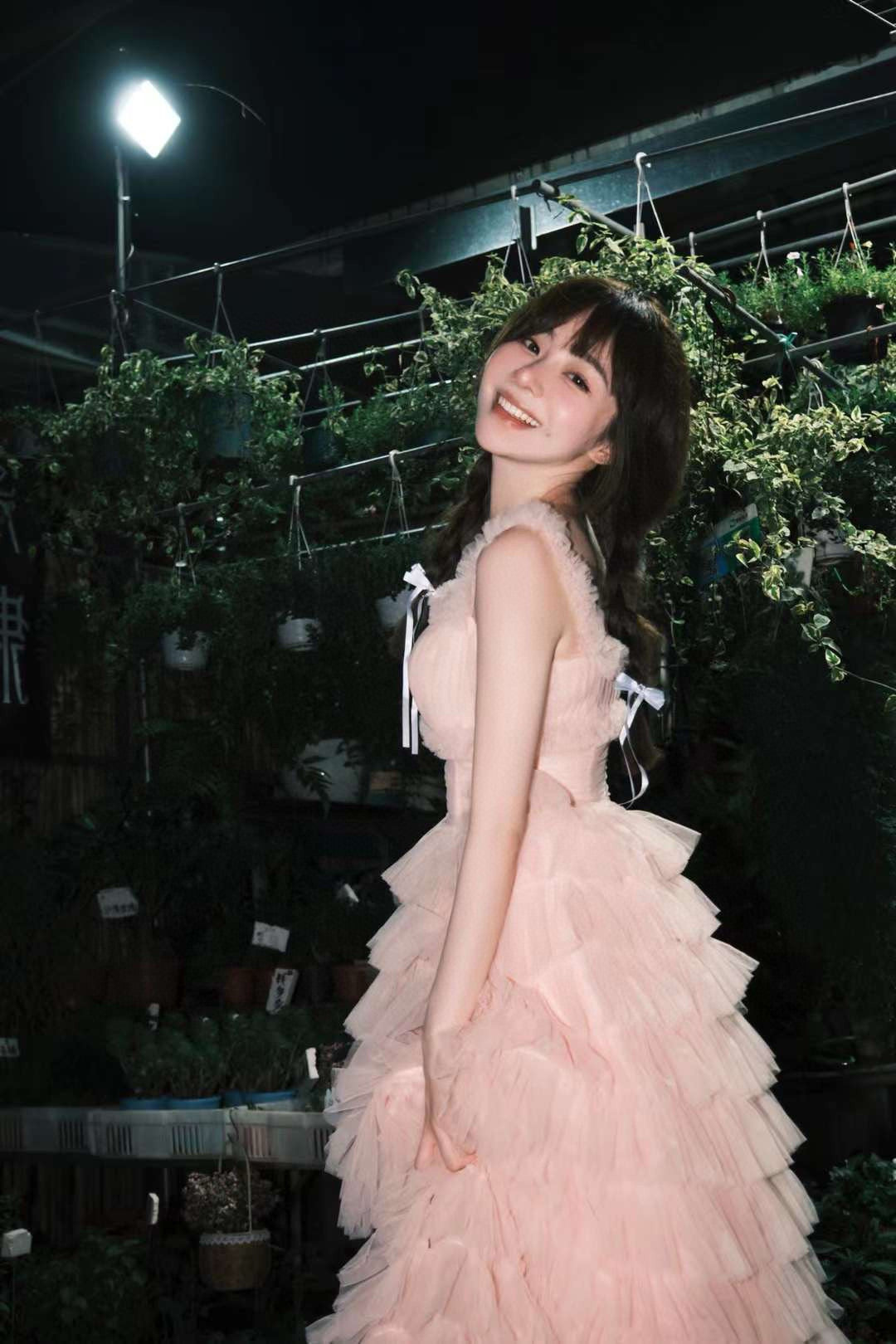 Pink Tiered Ruffle Dress