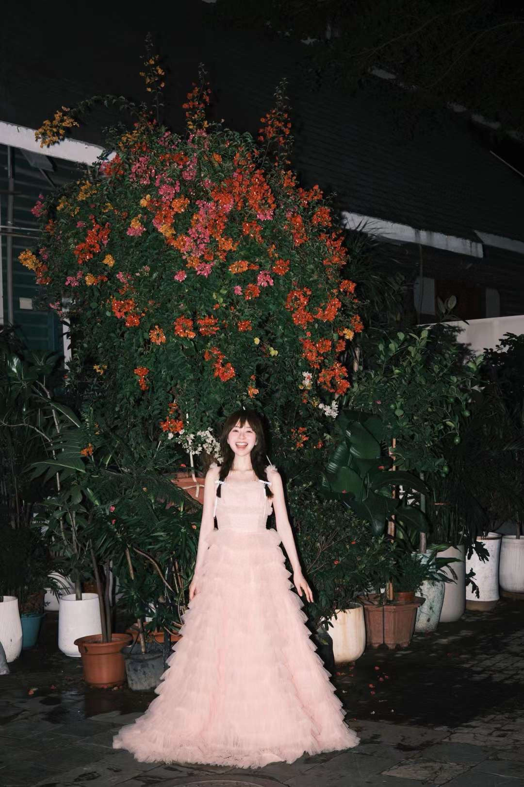 Pink Tiered Ruffle Dress