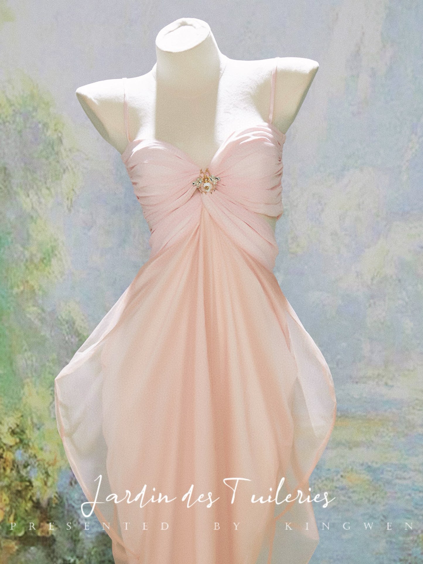 Chiffon Mesh Cutout Slip Dress