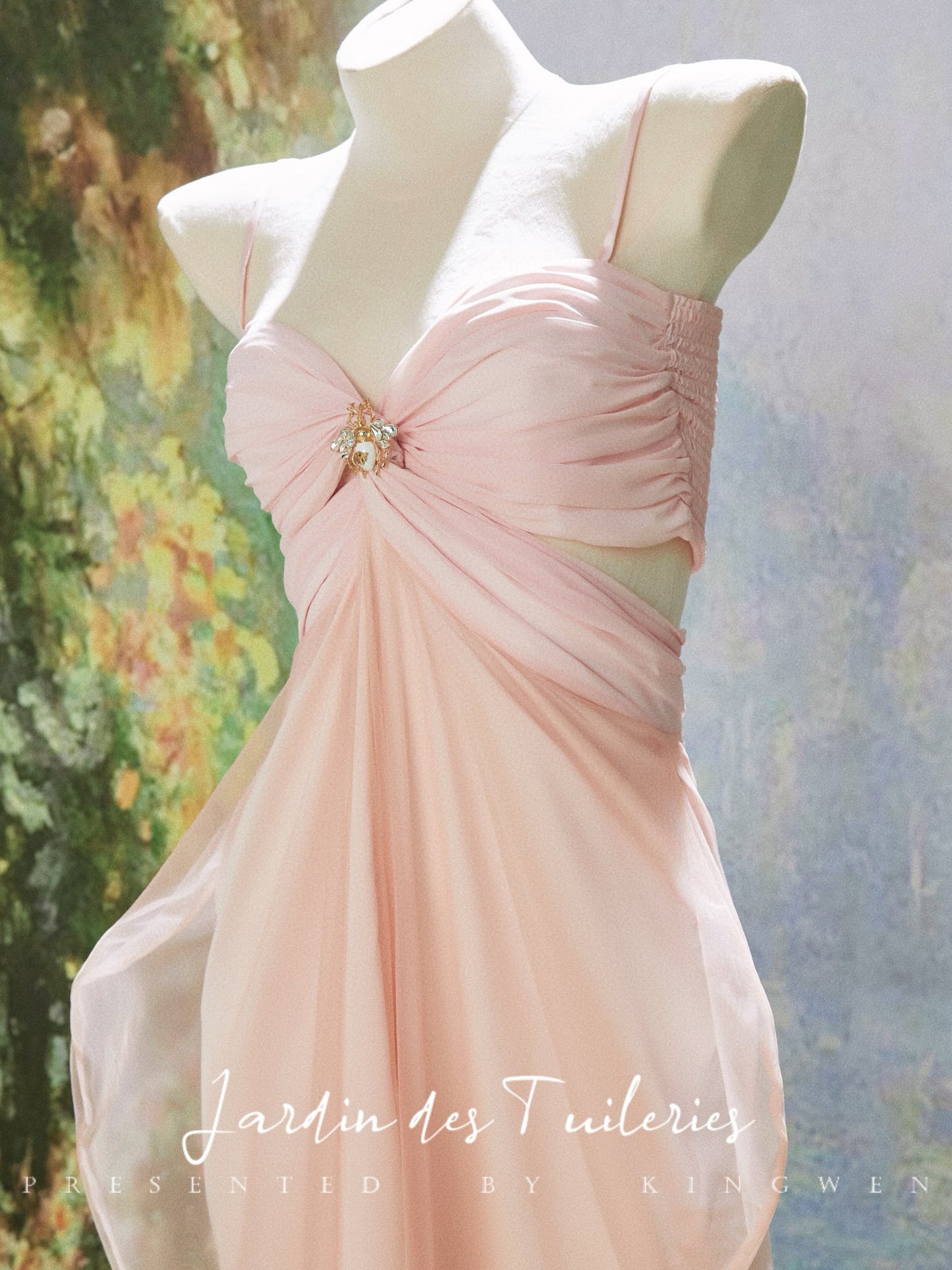Chiffon Mesh Cutout Slip Dress