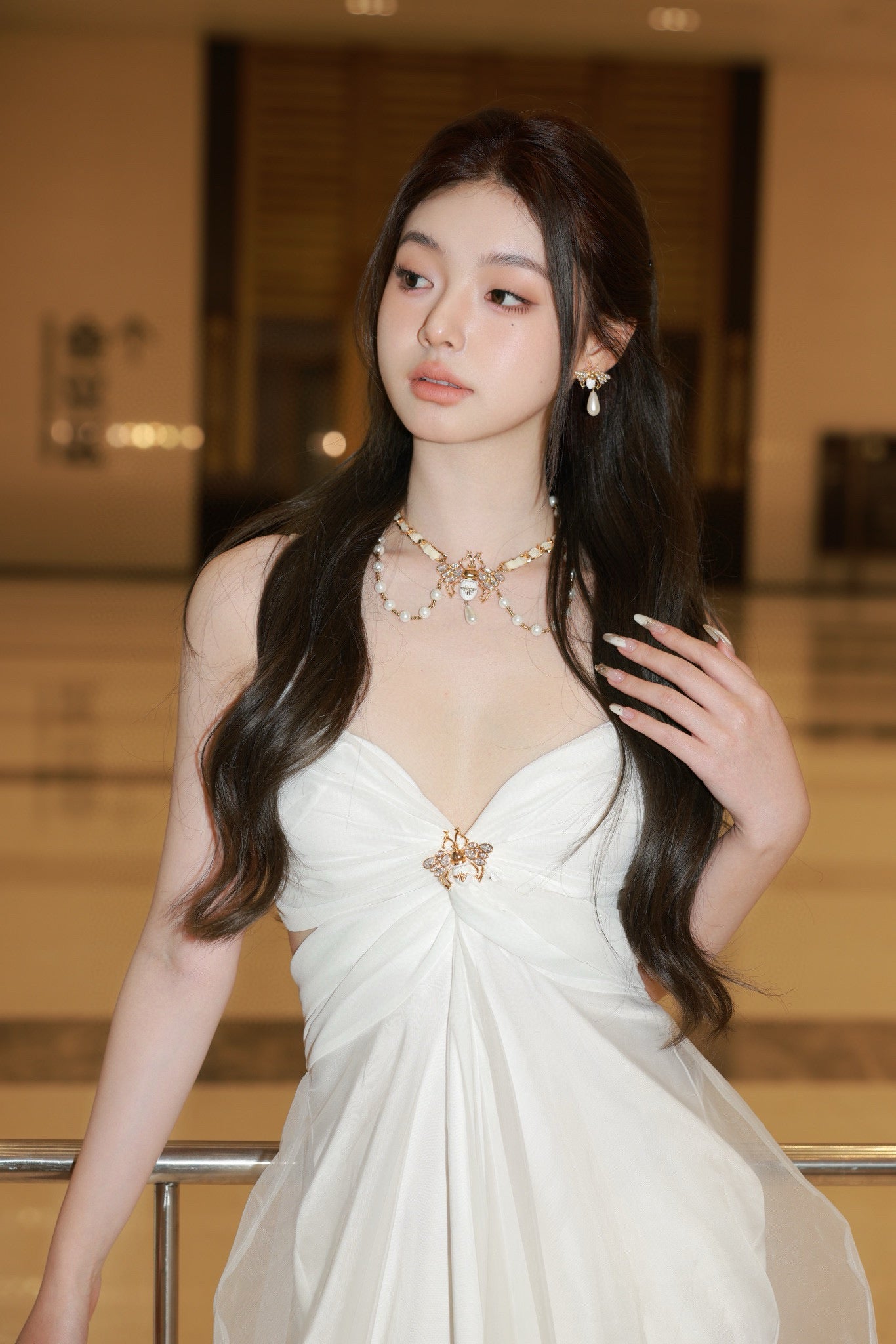 Chiffon Mesh Cutout Slip Dress