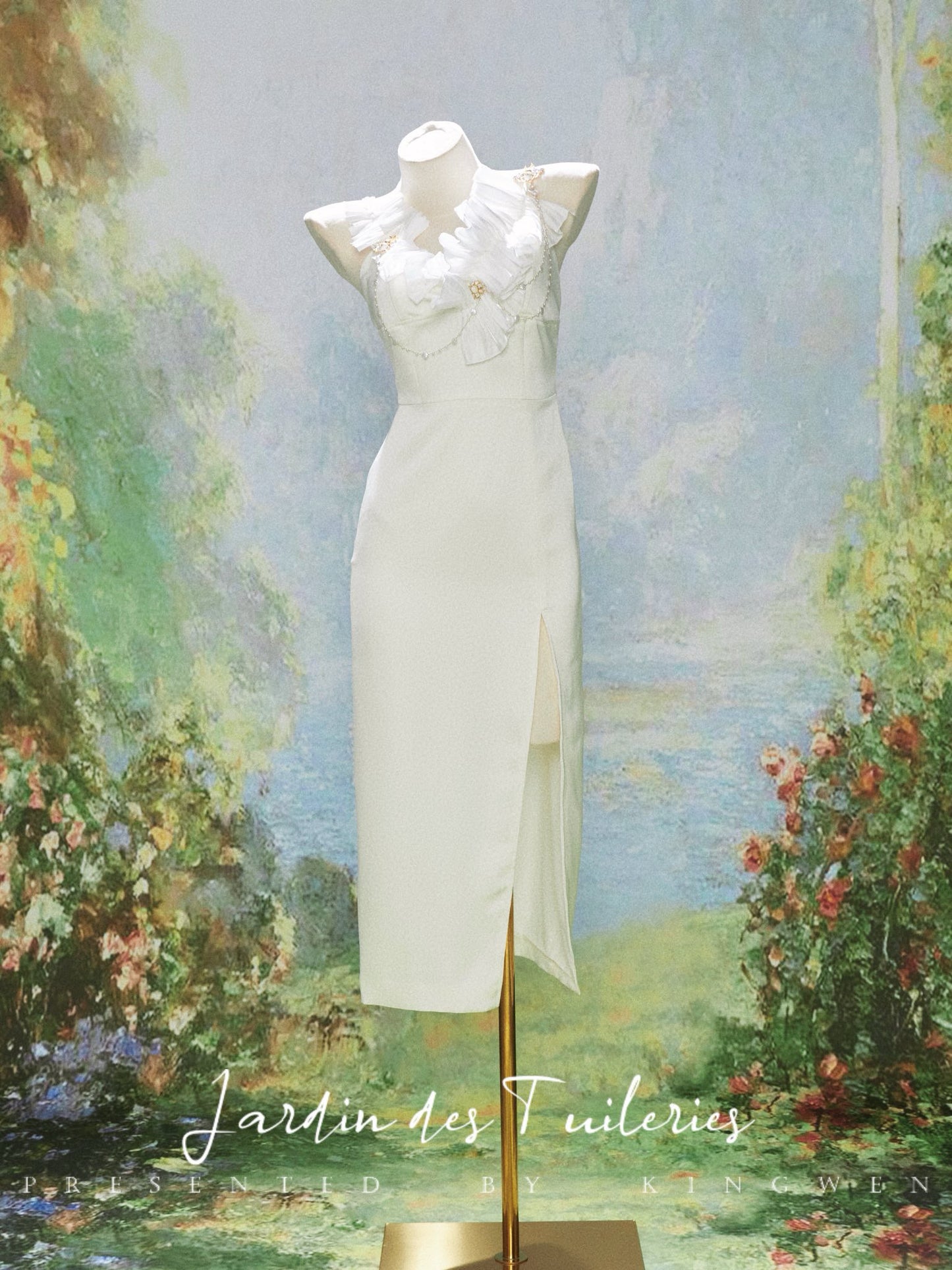 White Ruffled Strap Maxi Dress