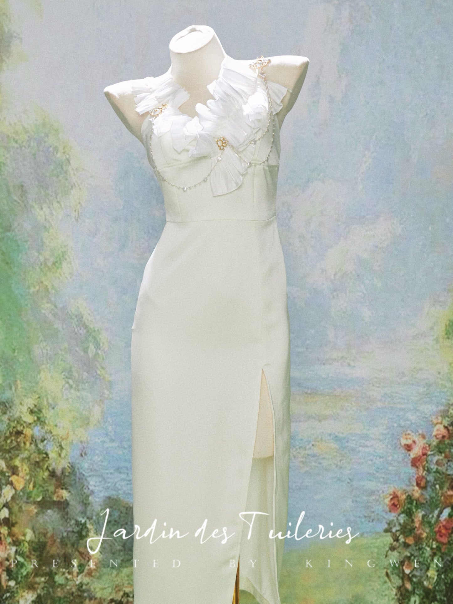 White Ruffled Strap Maxi Dress
