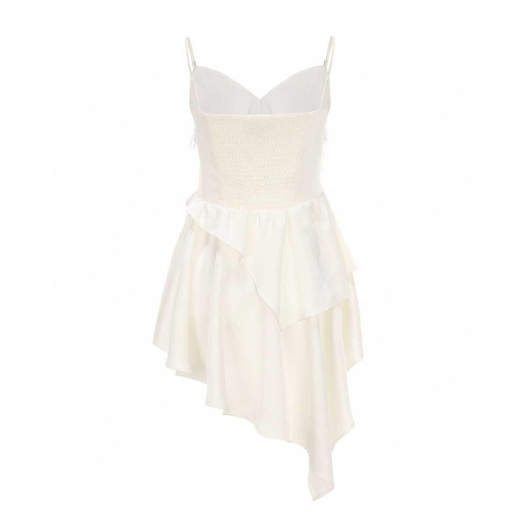 White Lace Cutout Midi Dress