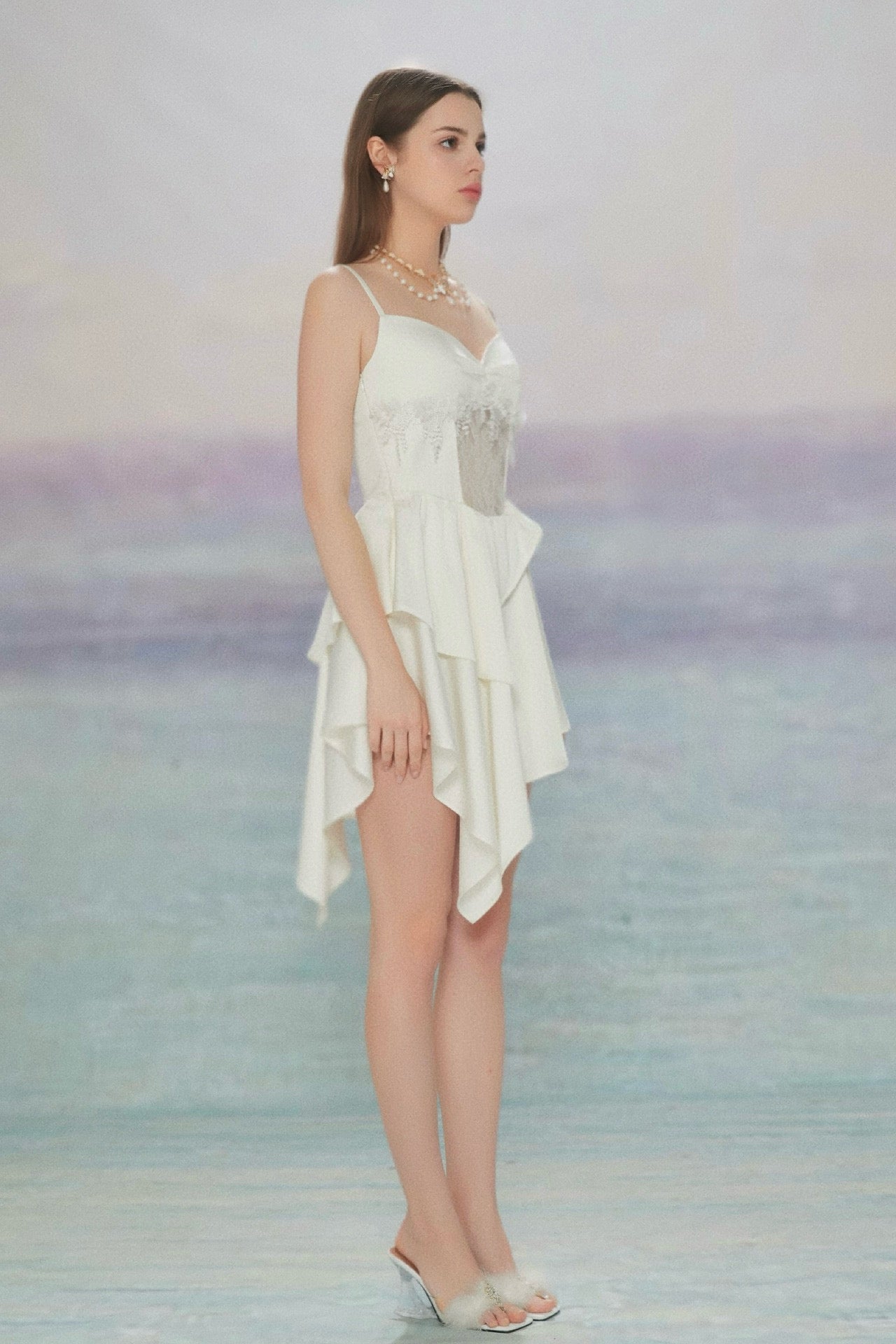 White Lace Cutout Midi Dress