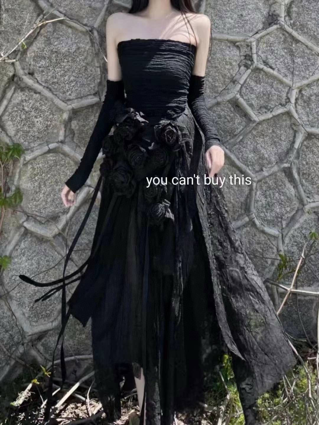 Gothic Rose Vest with Bandeau top, and Skirt Set