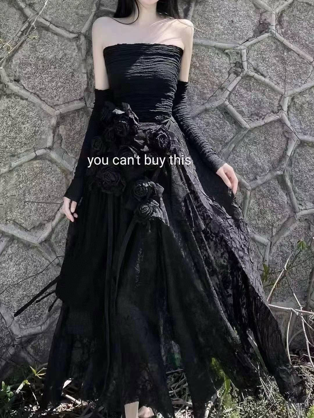 Gothic Rose Vest with Bandeau top, and Skirt Set