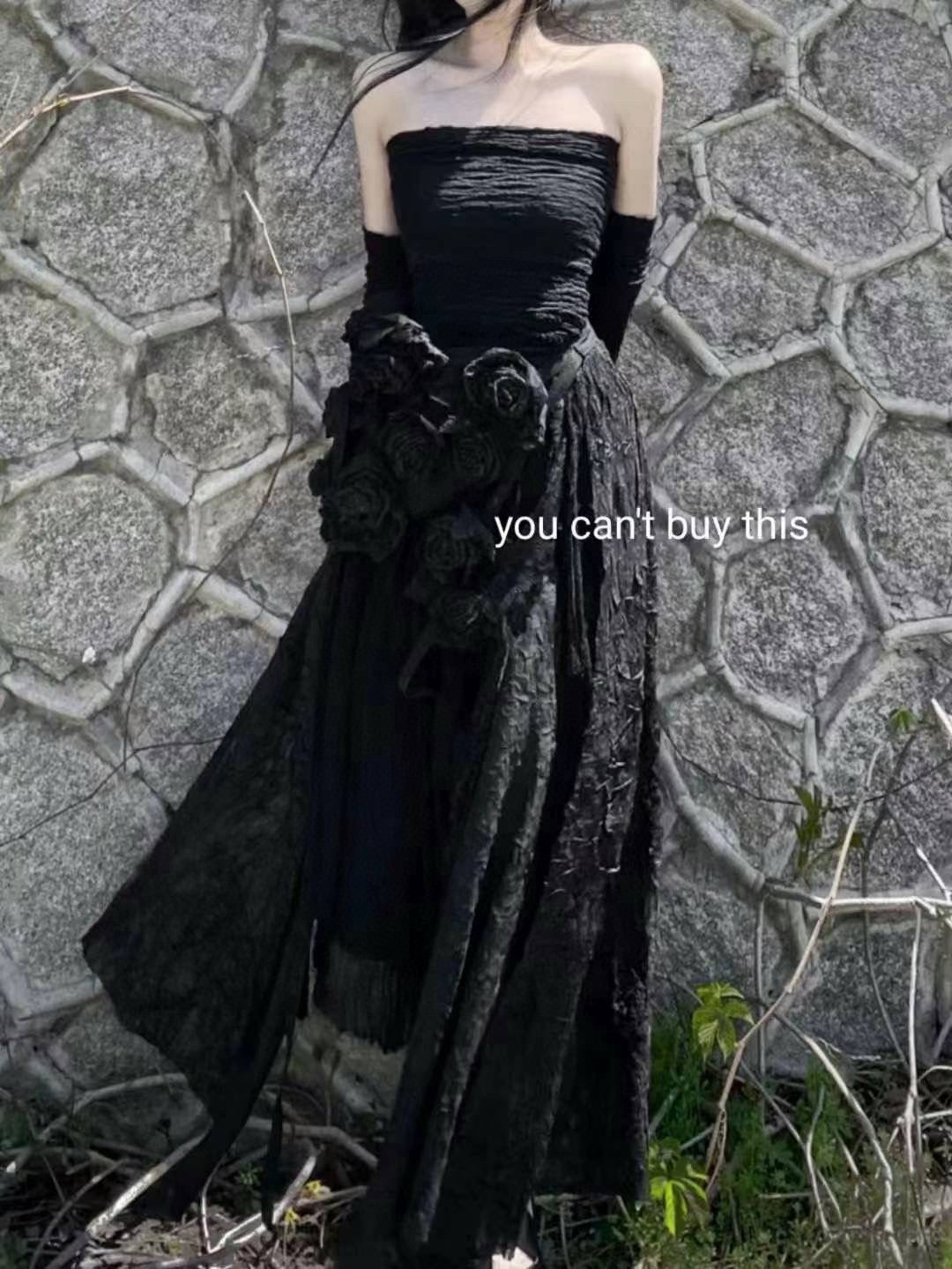 Gothic Rose Vest with Bandeau top, and Skirt Set