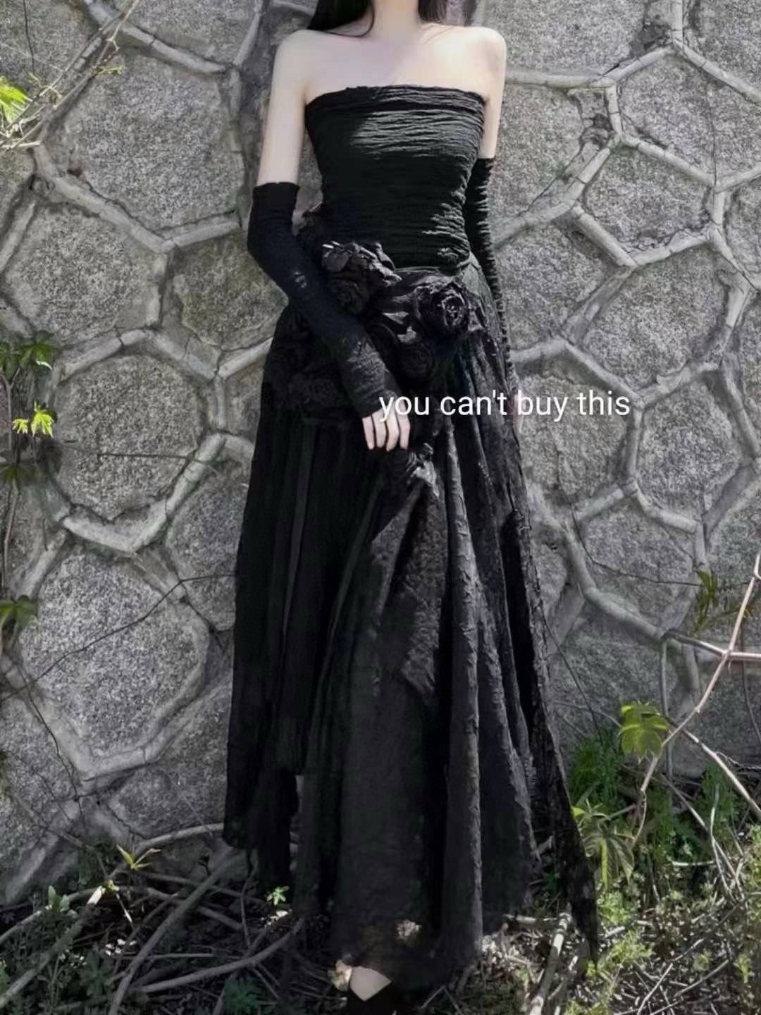 Gothic Rose Vest with Bandeau top, and Skirt Set