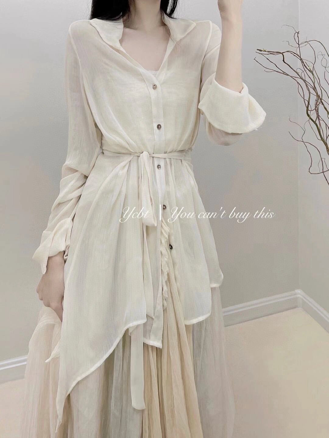 Shirt with silk skirt set