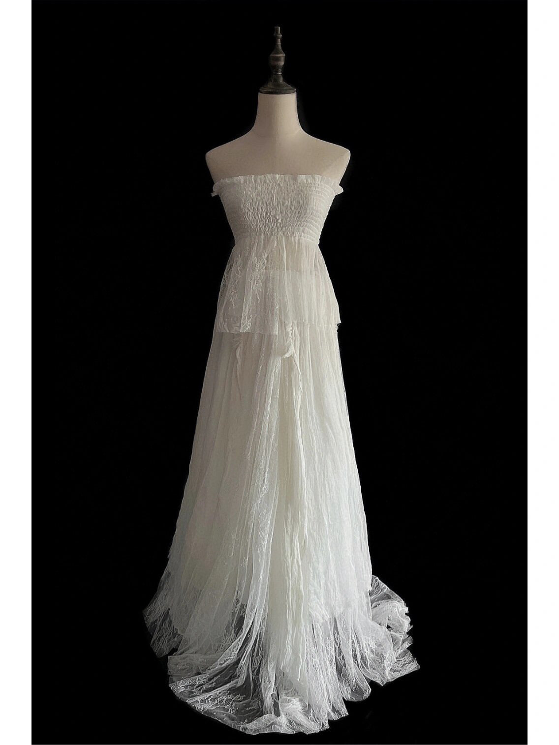 White lace-up top and skirt set with sleeves