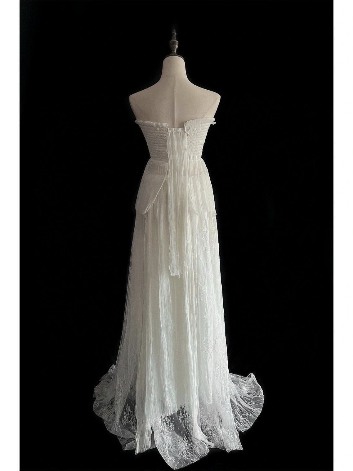 White lace-up top and skirt set with sleeves
