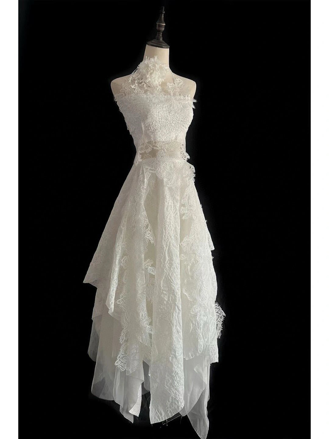 White halter top and skirt set with choker