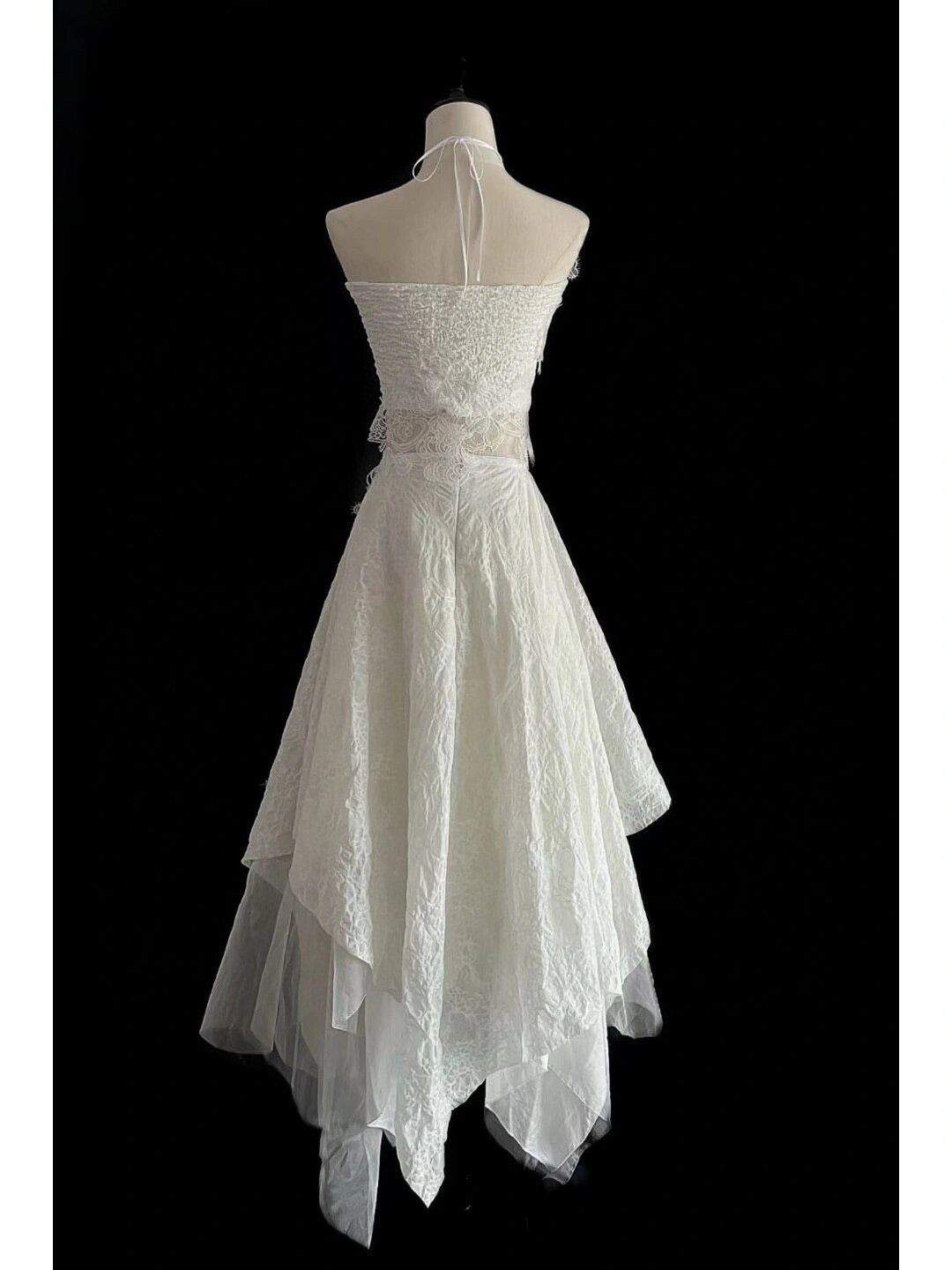 White halter top and skirt set with choker