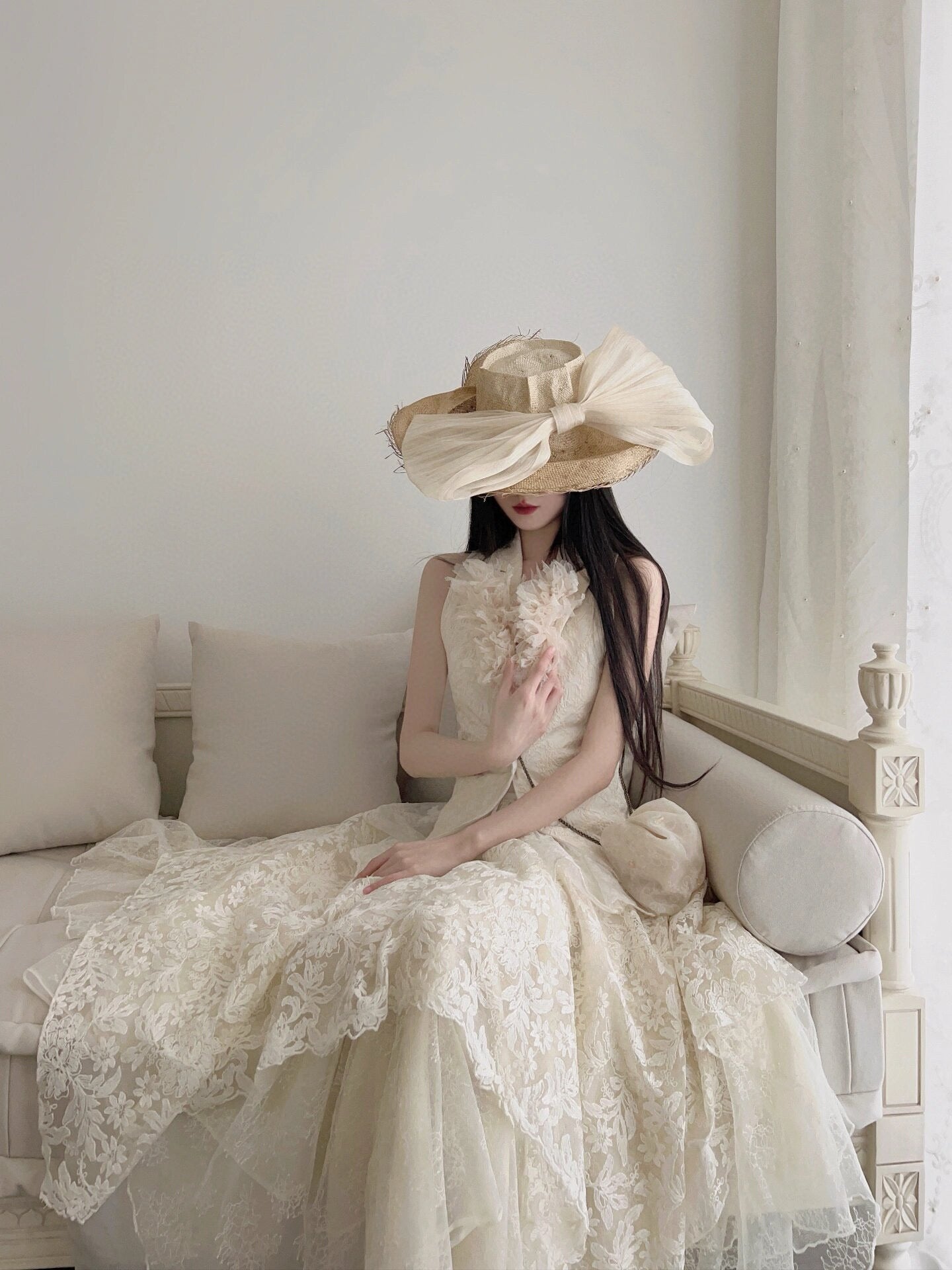 Handcrafted floral vest and skirt set