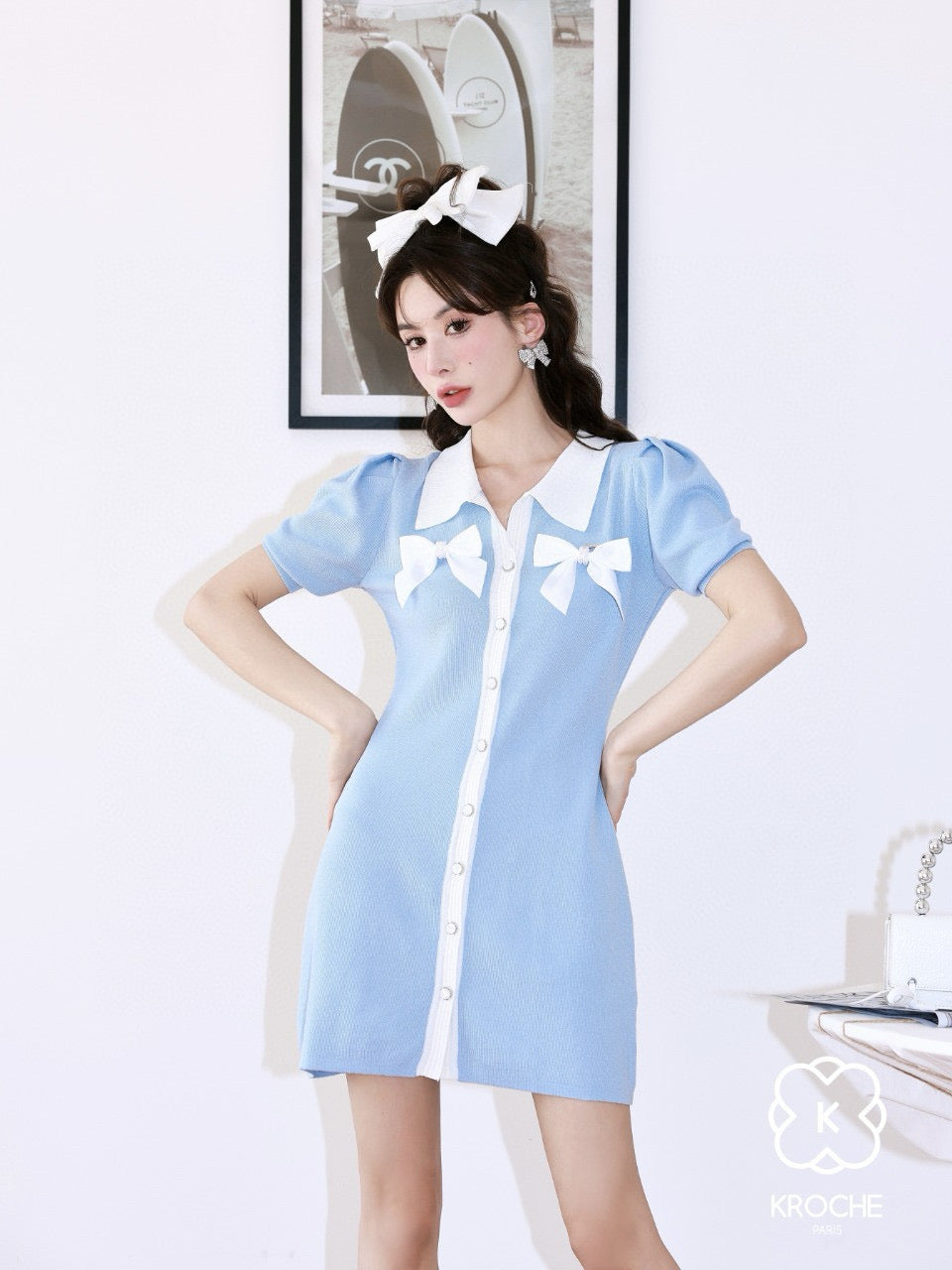Knitted Dress with Bow