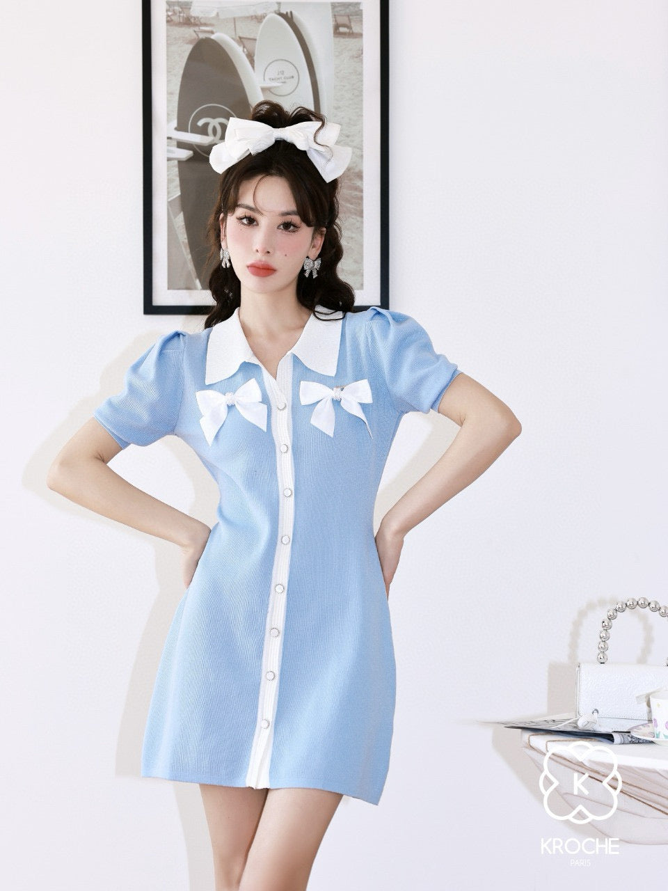 Knitted Dress with Bow