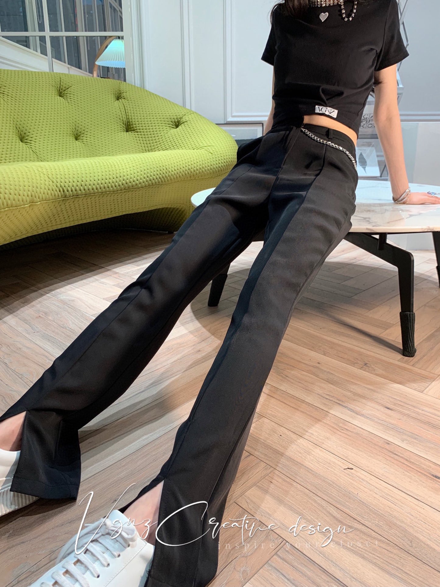 Chain Detail Suit Pants