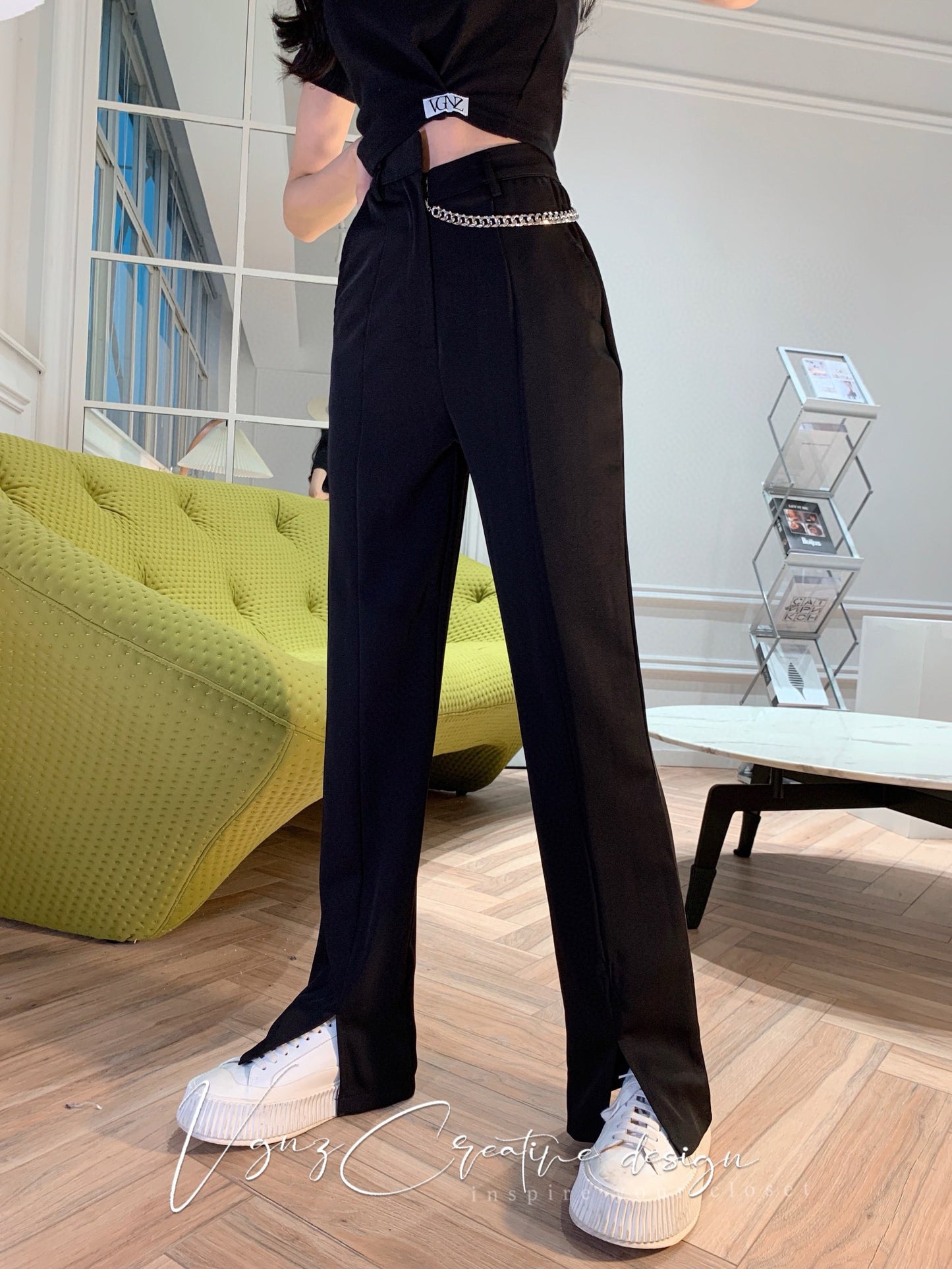Chain Detail Suit Pants