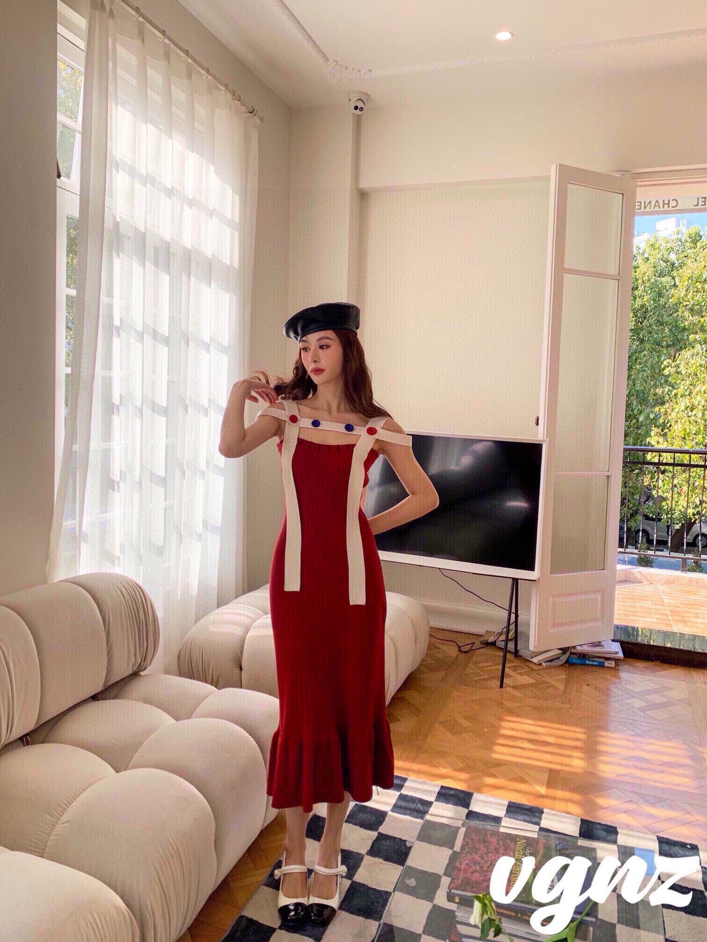 Knit Dress with Shoulder Wrap