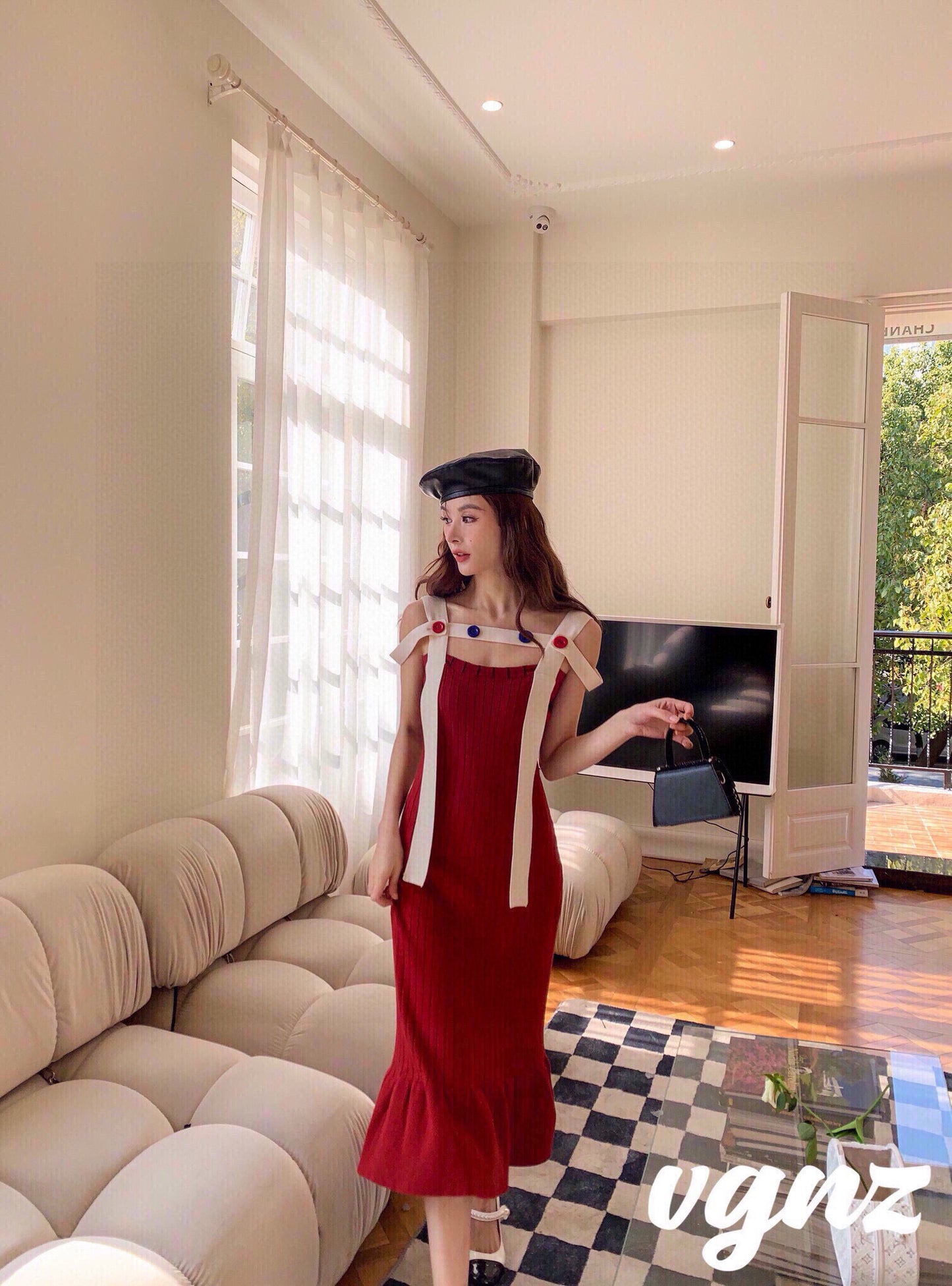 Knit Dress with Shoulder Wrap