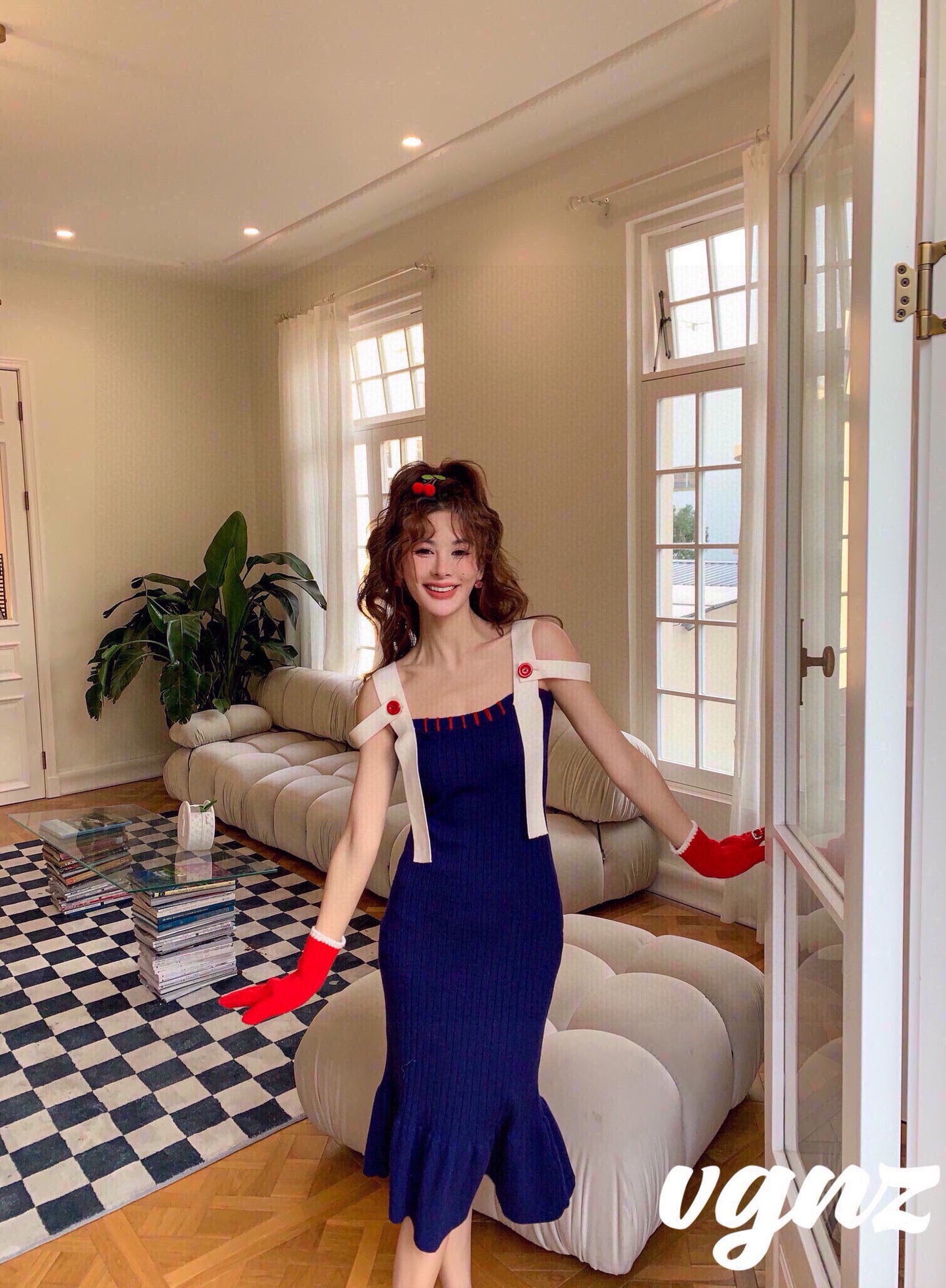 Knit Dress with Shoulder Wrap
