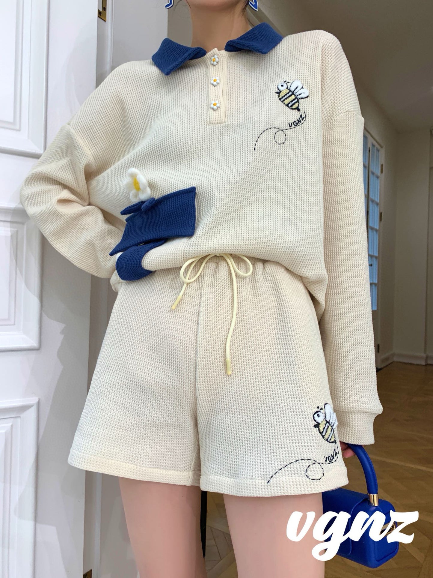 Embroidered Bee Casual Set