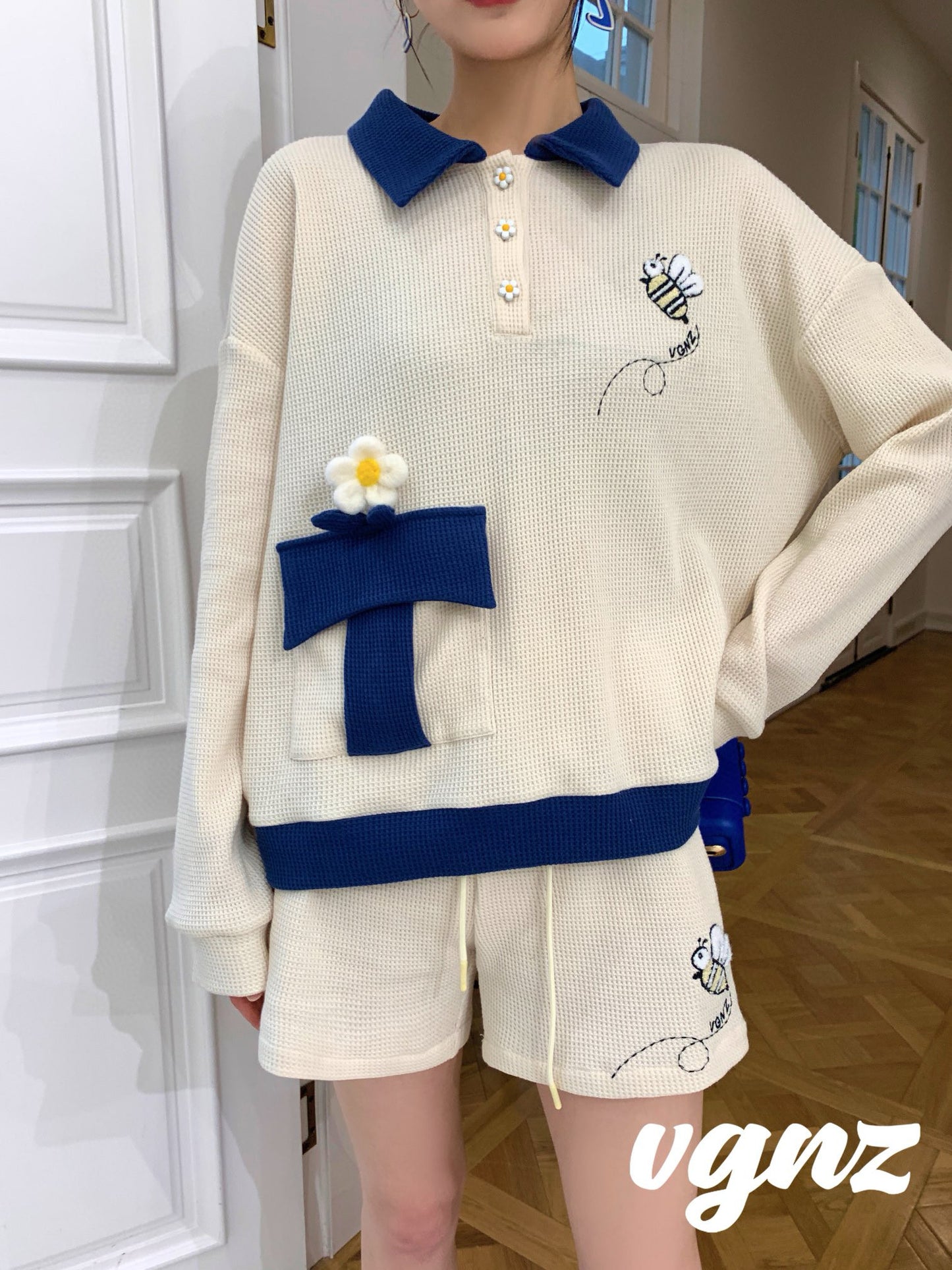 Embroidered Bee Casual Set