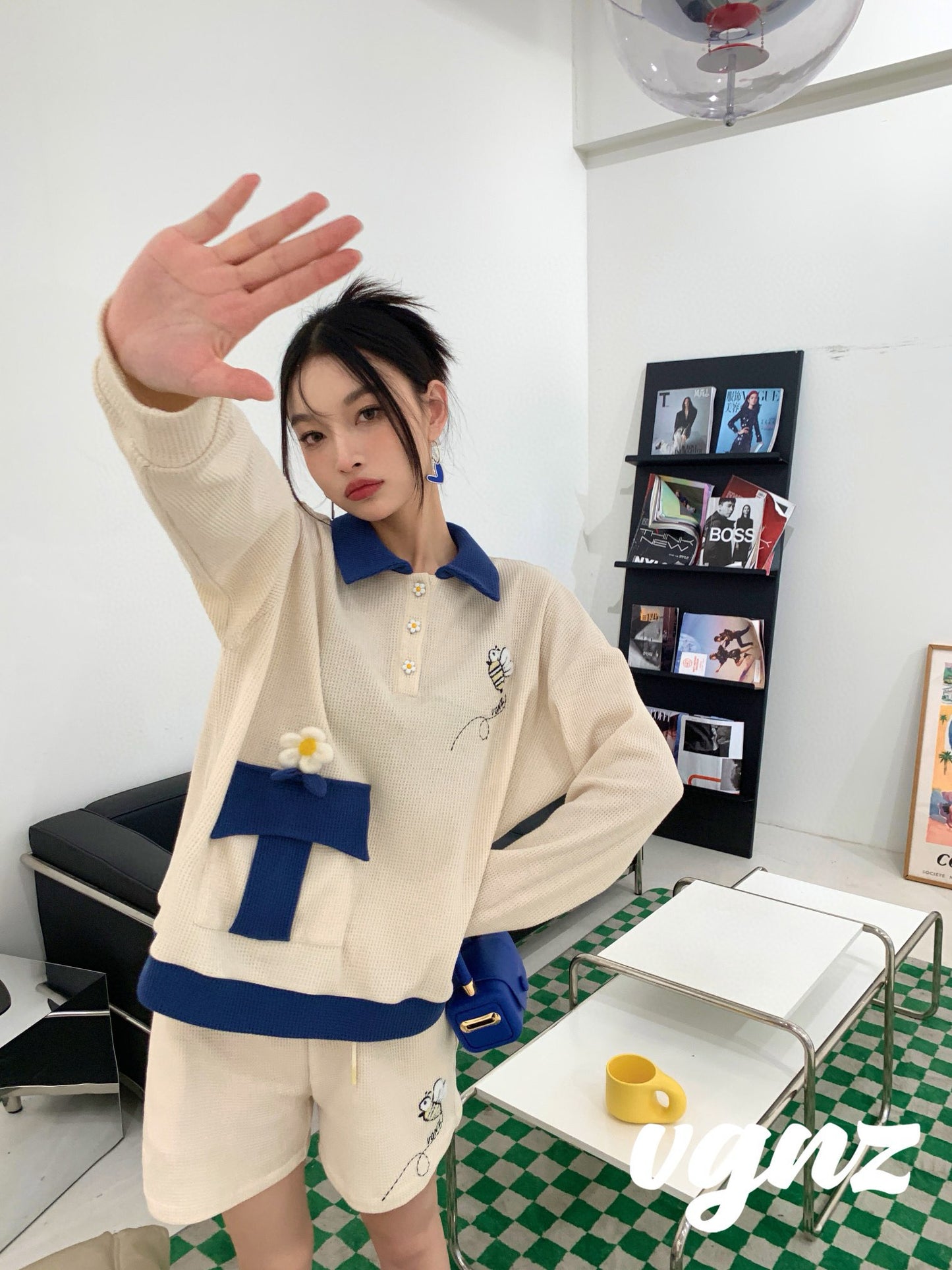 Embroidered Bee Casual Set