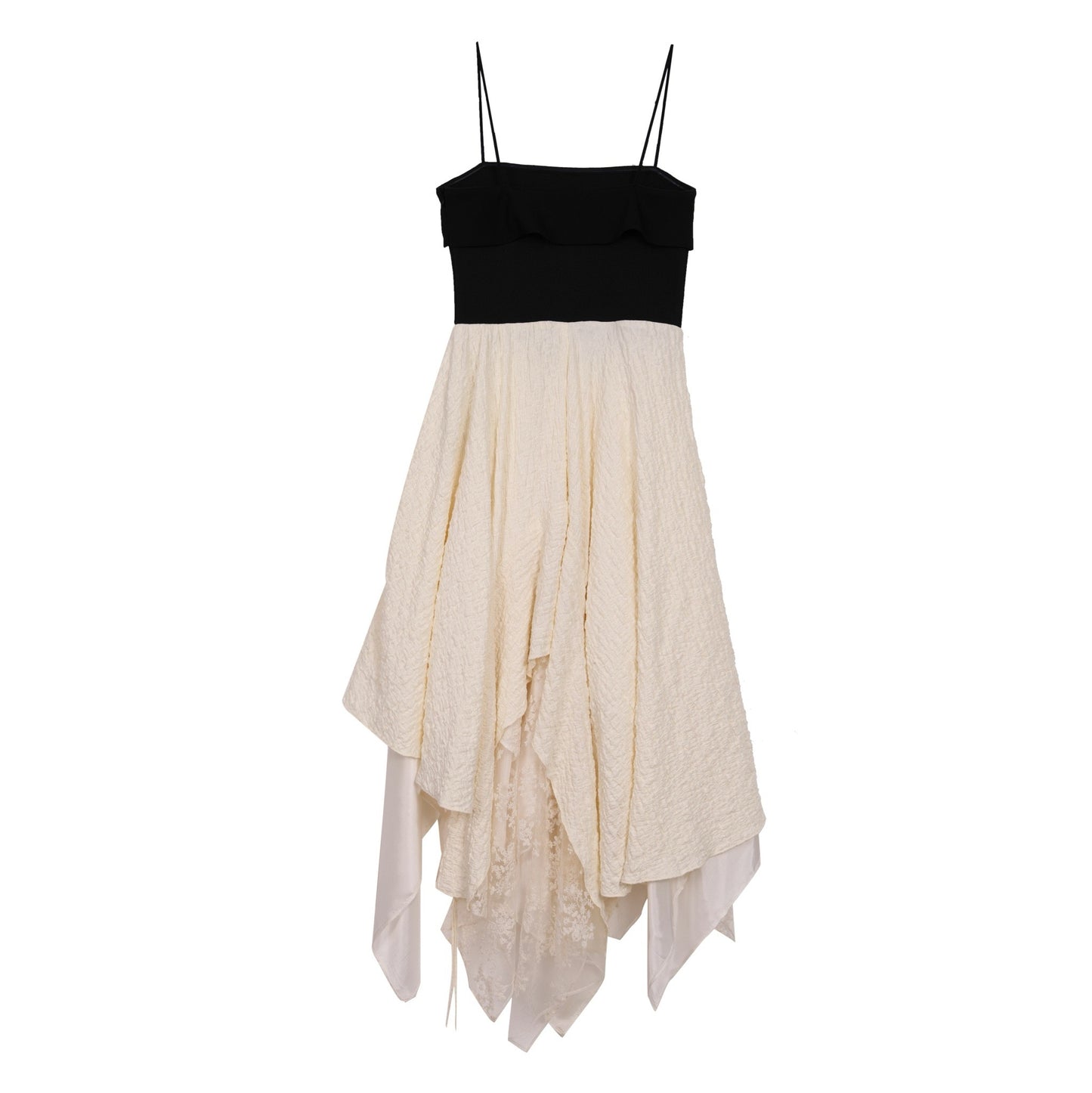 Black and Beige Hem Slip Dress