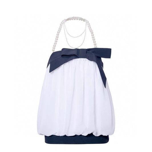Pearl Halter Chiffon Ruched Top