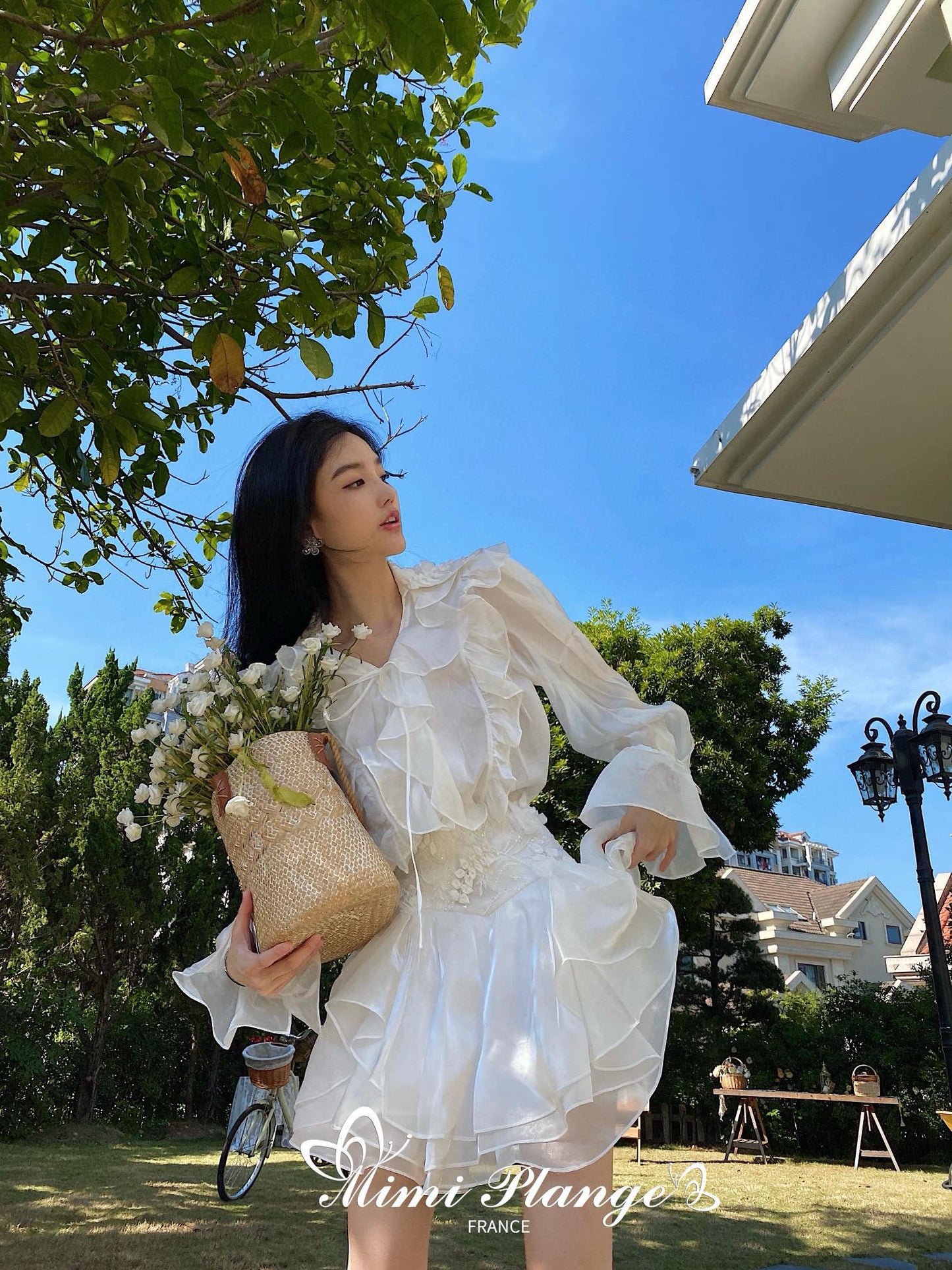 Embroidered Floral Tulle Skirt
