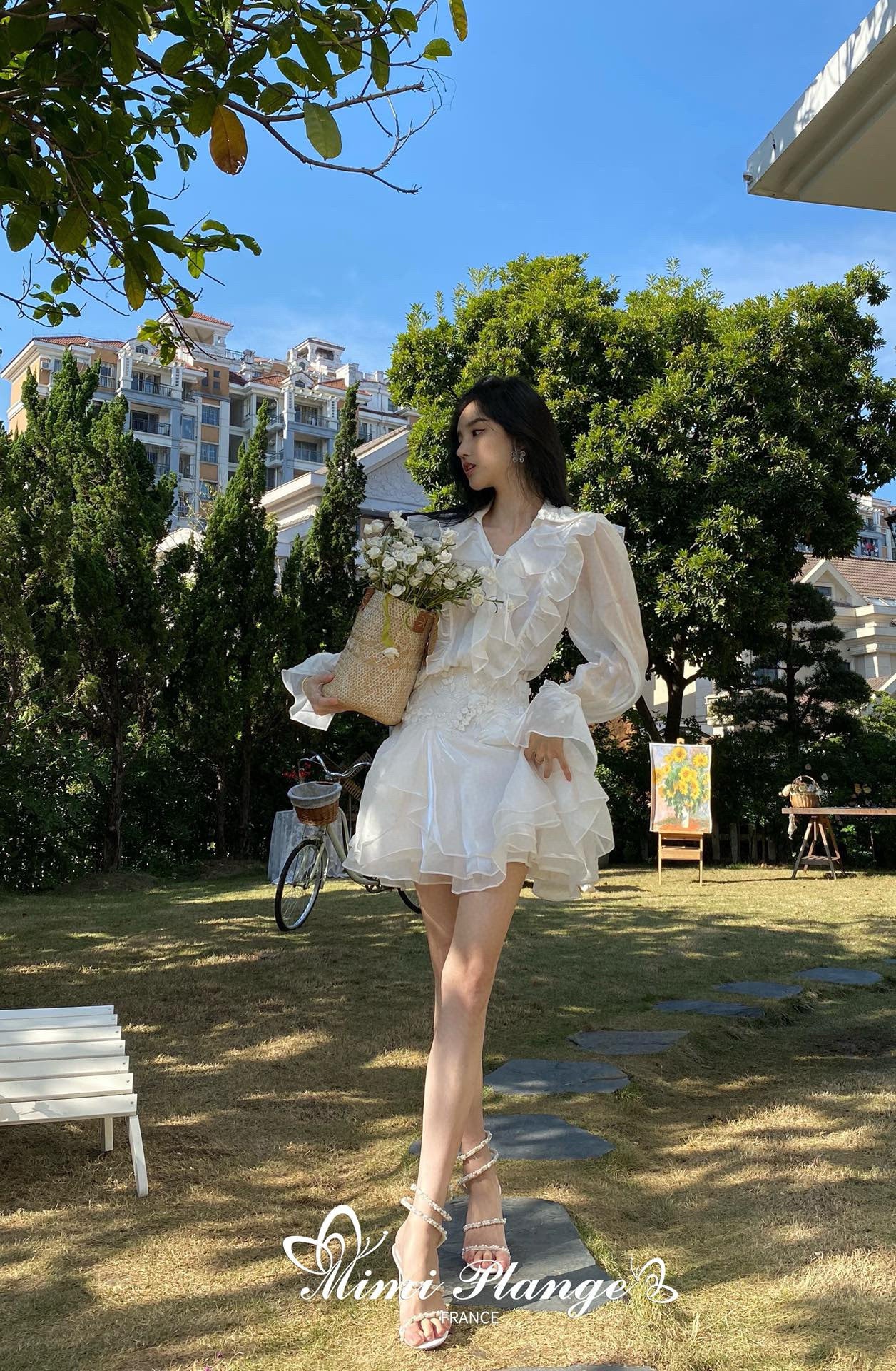 Embroidered Floral Tulle Skirt