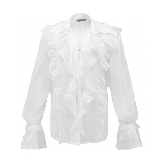 Embroidered Floral Ruffle Trim Shirt