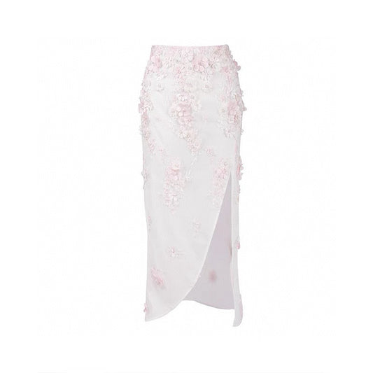 Sakura Pink 3D Floral Mermaid Slit Skirt